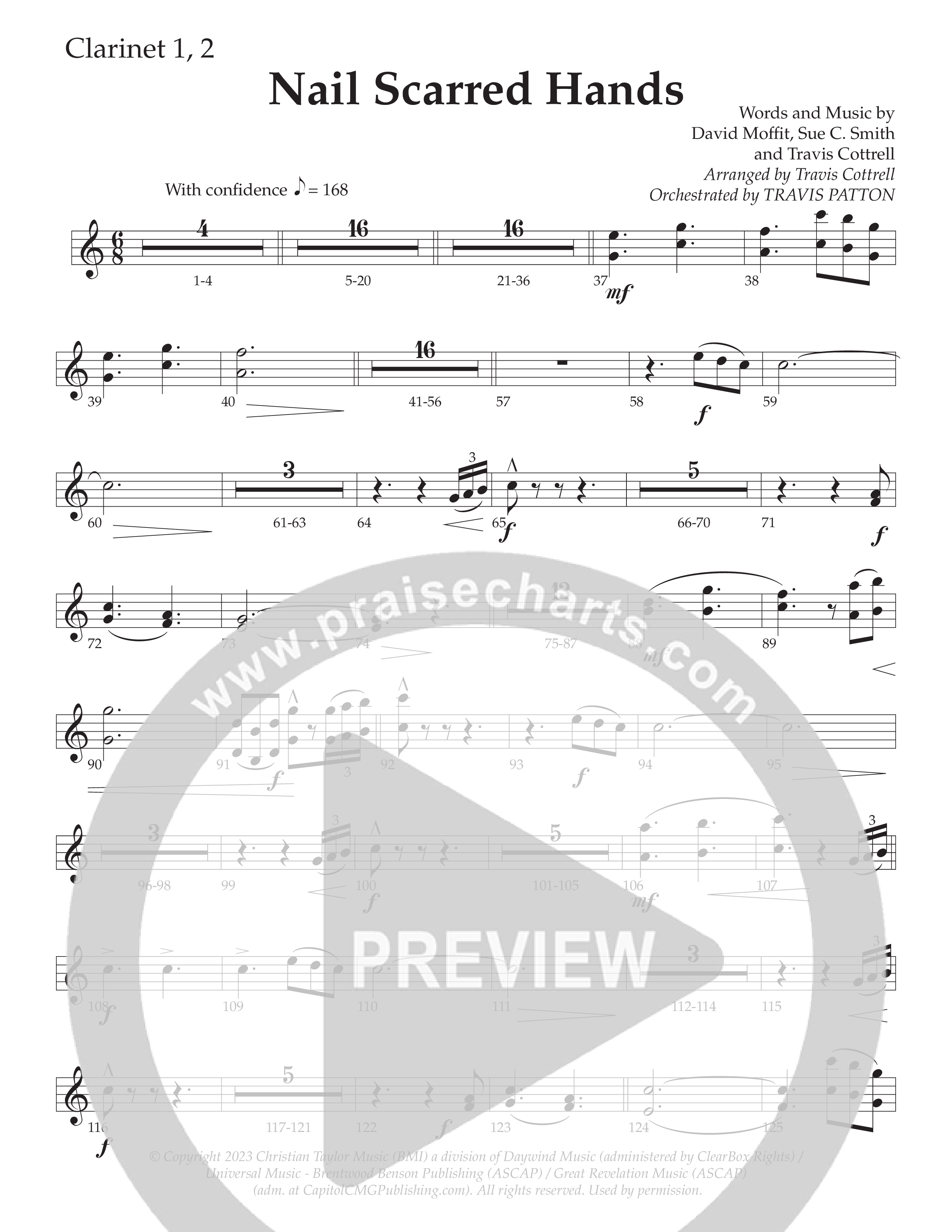 Nail Scarred Hands (Choral Anthem SATB) Clarinet 1/2 (Daywind Worship / Arr. Travis Cottrell)