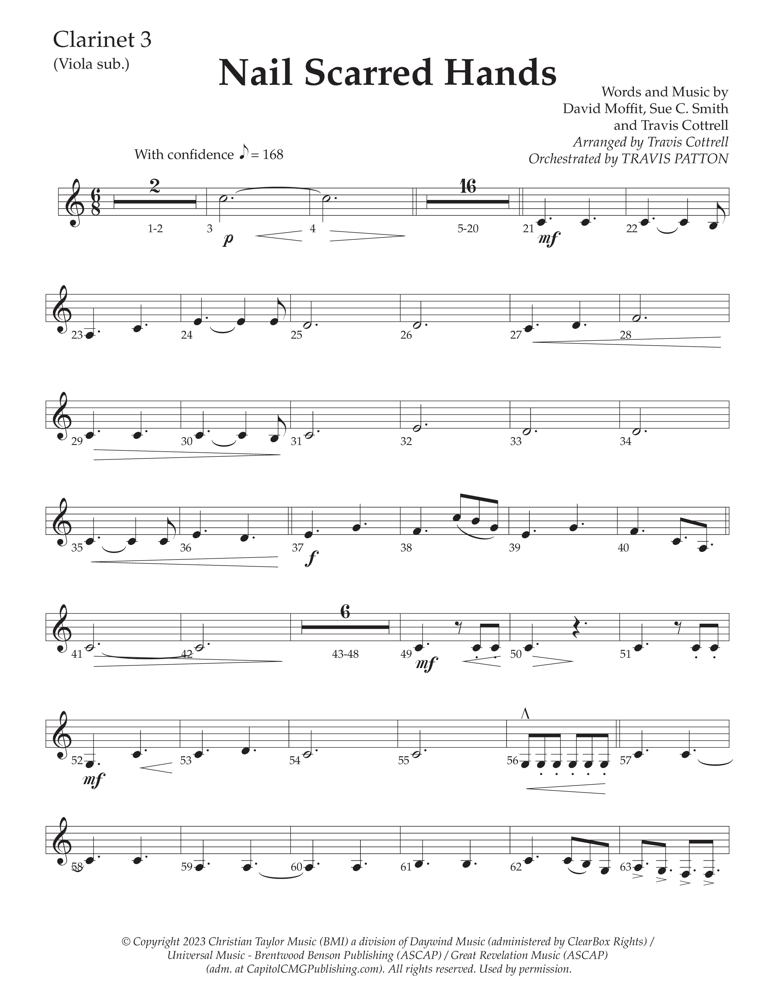 Nail Scarred Hands (Choral Anthem SATB) Clarinet 3 (Daywind Worship / Arr. Travis Cottrell)