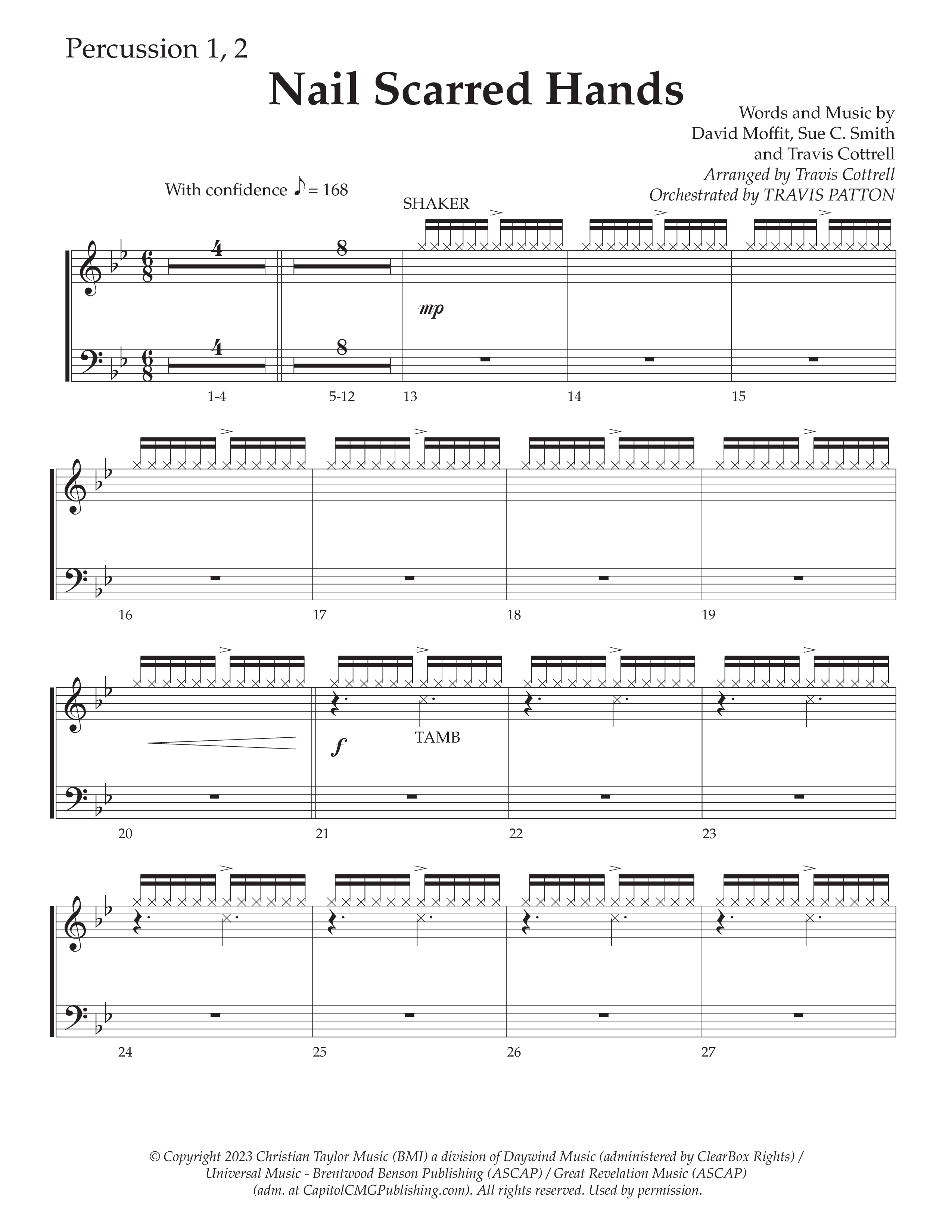 Nail Scarred Hands (Choral Anthem SATB) Percussion 1/2 (Daywind Worship / Arr. Travis Cottrell)