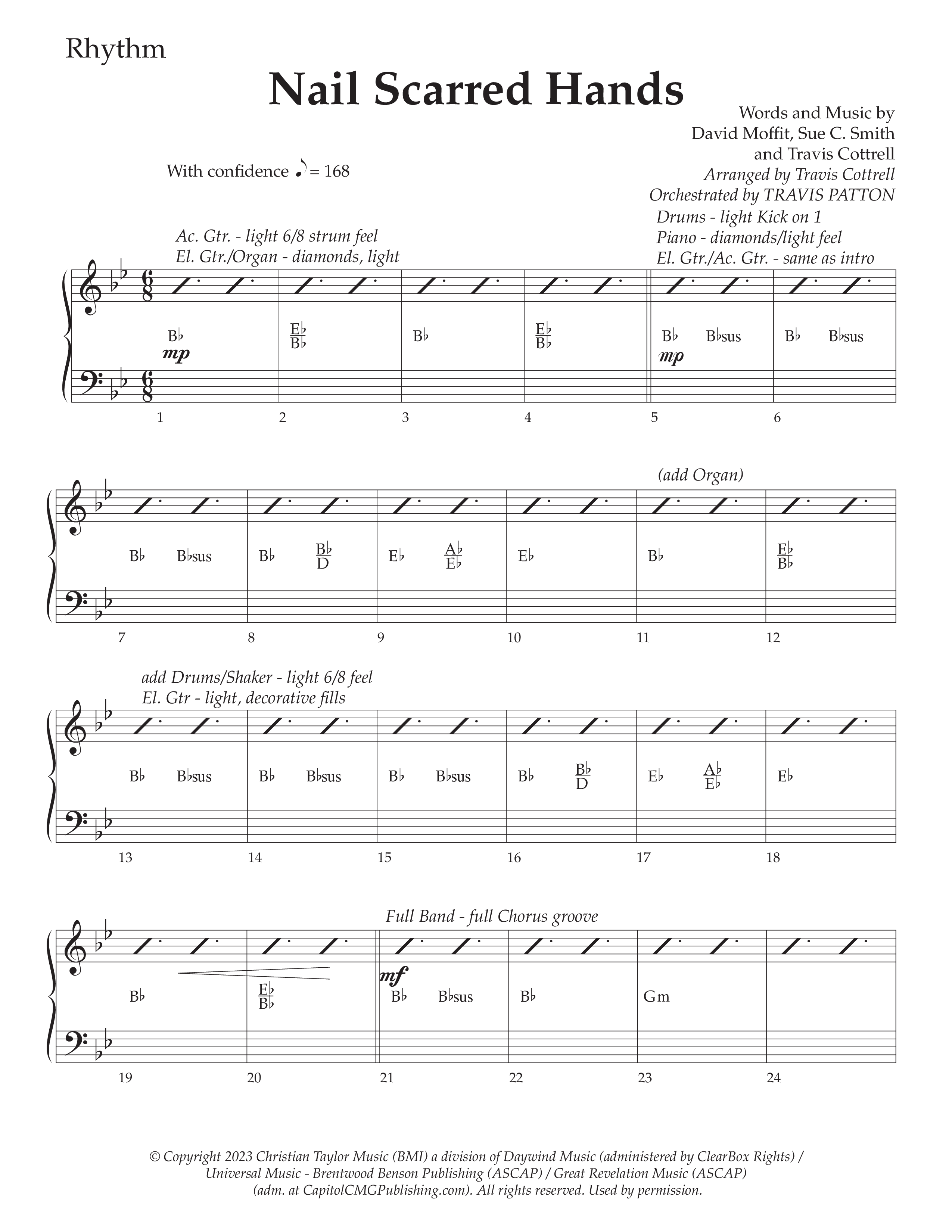 Nail Scarred Hands (Choral Anthem SATB) Rhythm Chart (Daywind Worship / Arr. Travis Cottrell)