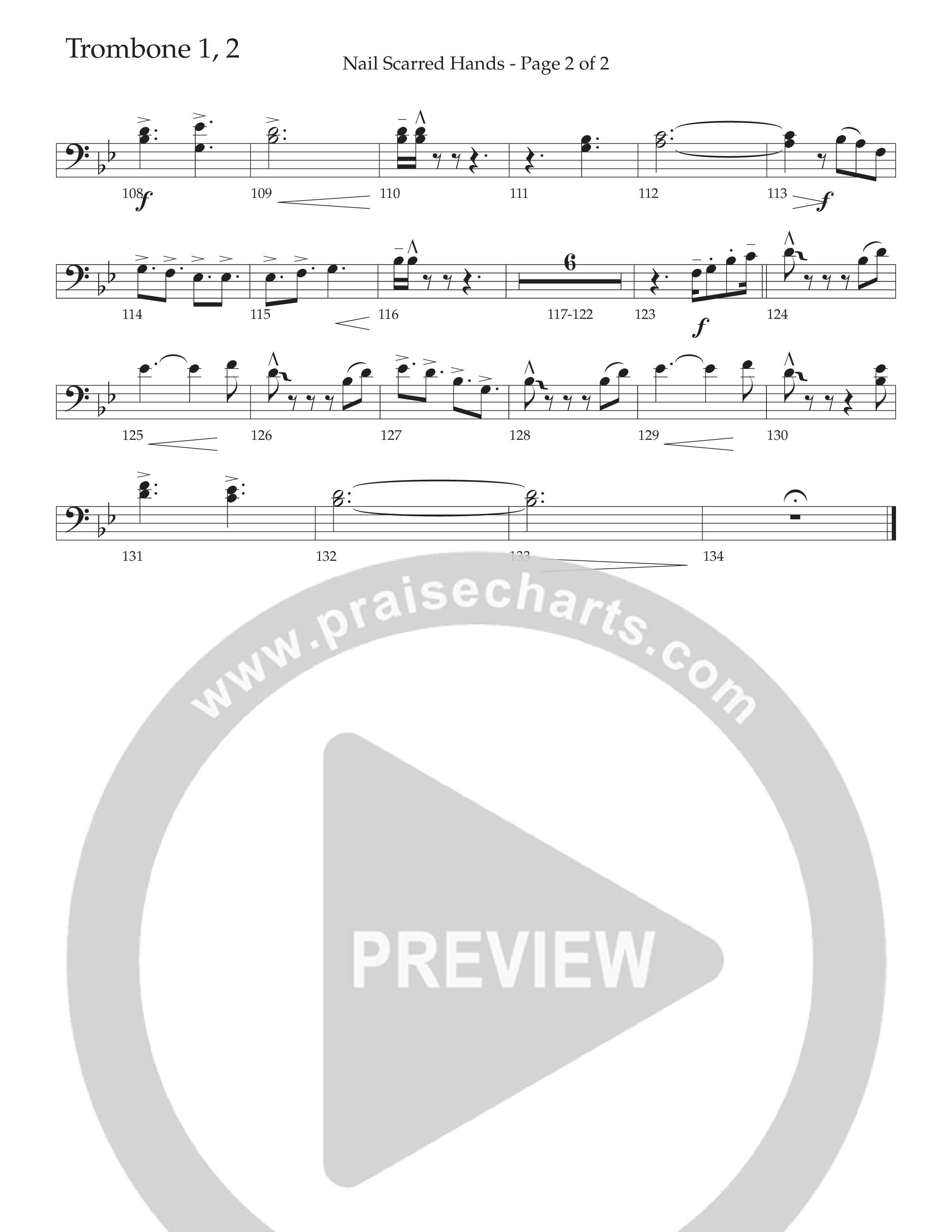 Nail Scarred Hands (Choral Anthem SATB) Trombone 1/2 (Daywind Worship / Arr. Travis Cottrell)