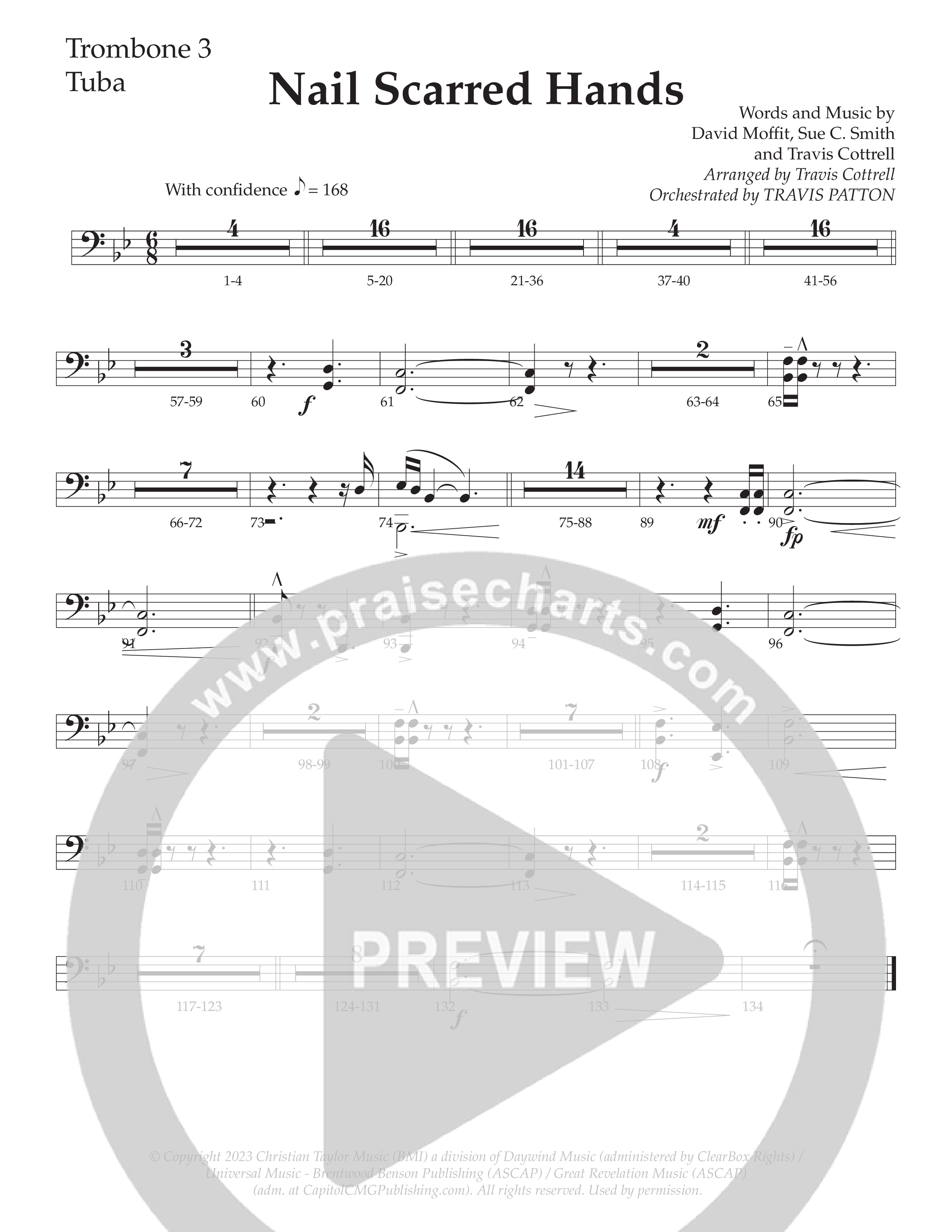 Nail Scarred Hands (Choral Anthem SATB) Trombone 3/Tuba (Daywind Worship / Arr. Travis Cottrell)