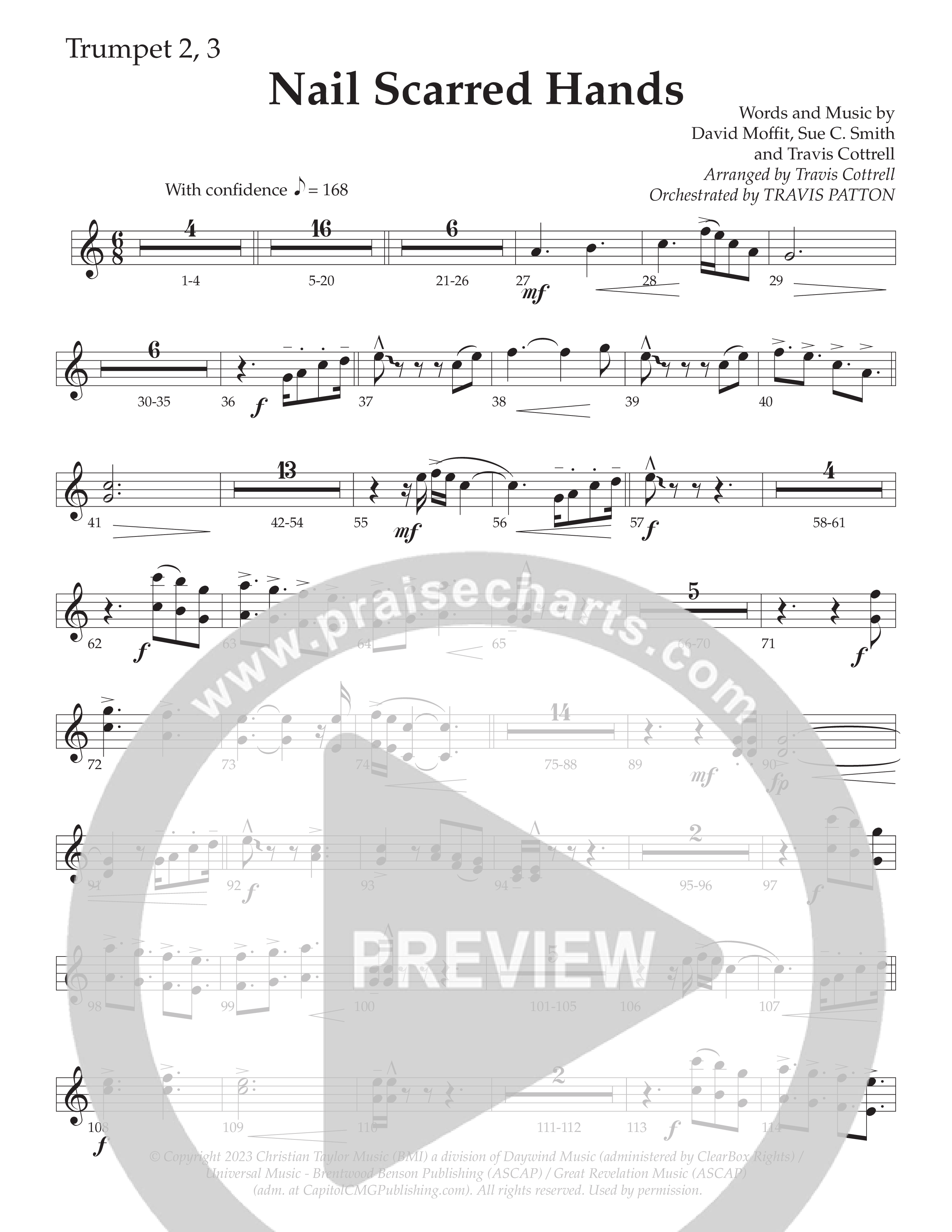 Nail Scarred Hands (Choral Anthem SATB) Trumpet 2/3 (Daywind Worship / Arr. Travis Cottrell)