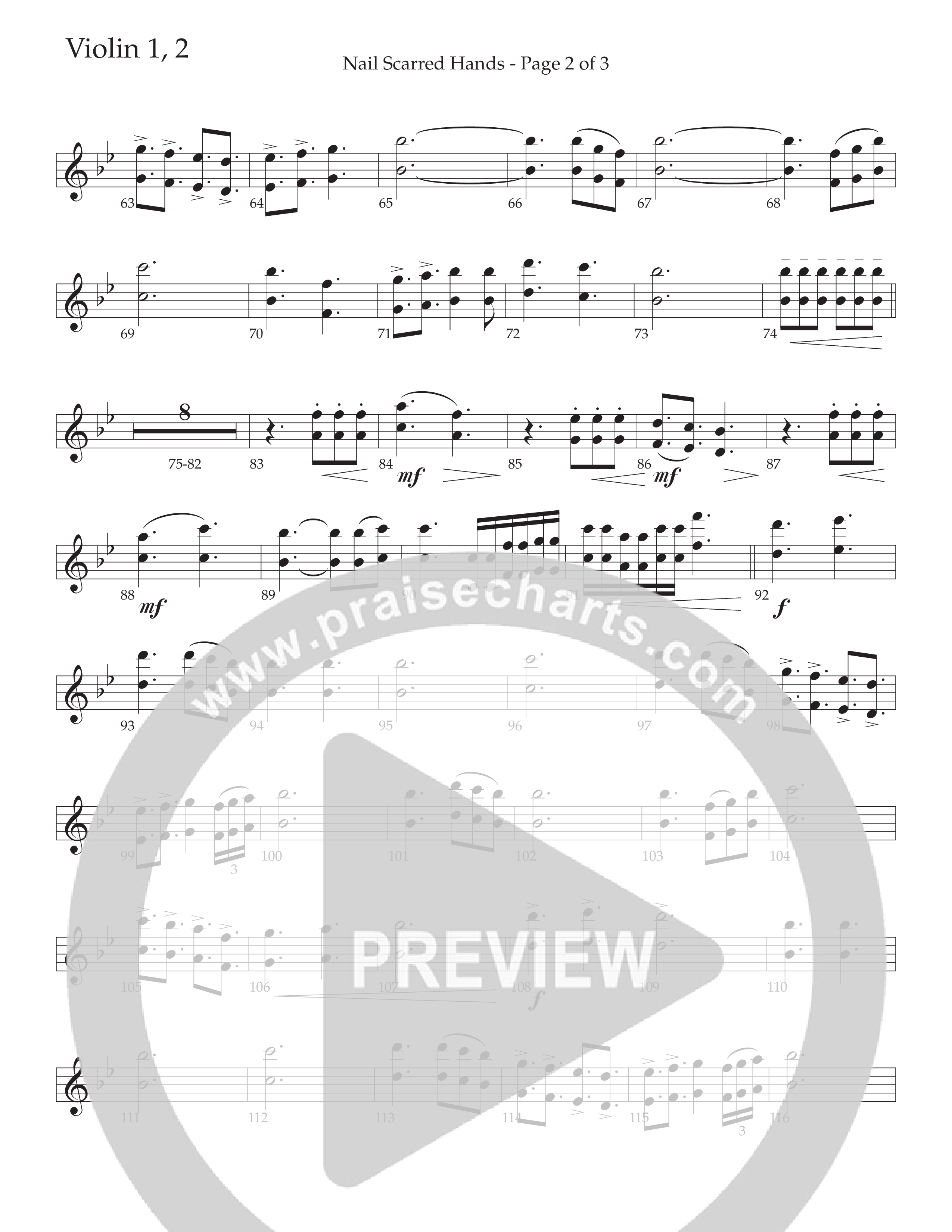 Nail Scarred Hands (Choral Anthem SATB) Violin 1/2 (Daywind Worship / Arr. Travis Cottrell)
