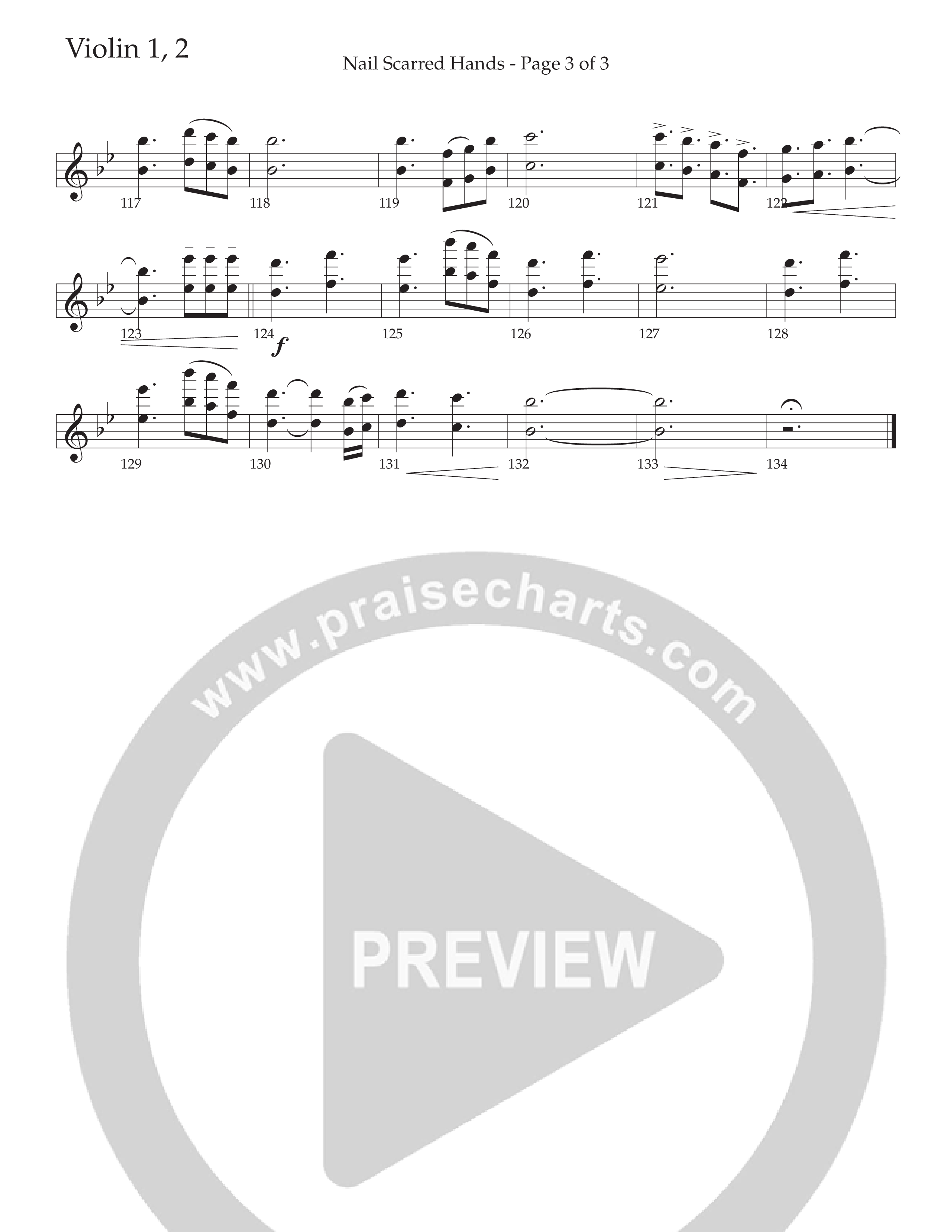 Nail Scarred Hands (Choral Anthem SATB) Violin 1/2 (Daywind Worship / Arr. Travis Cottrell)