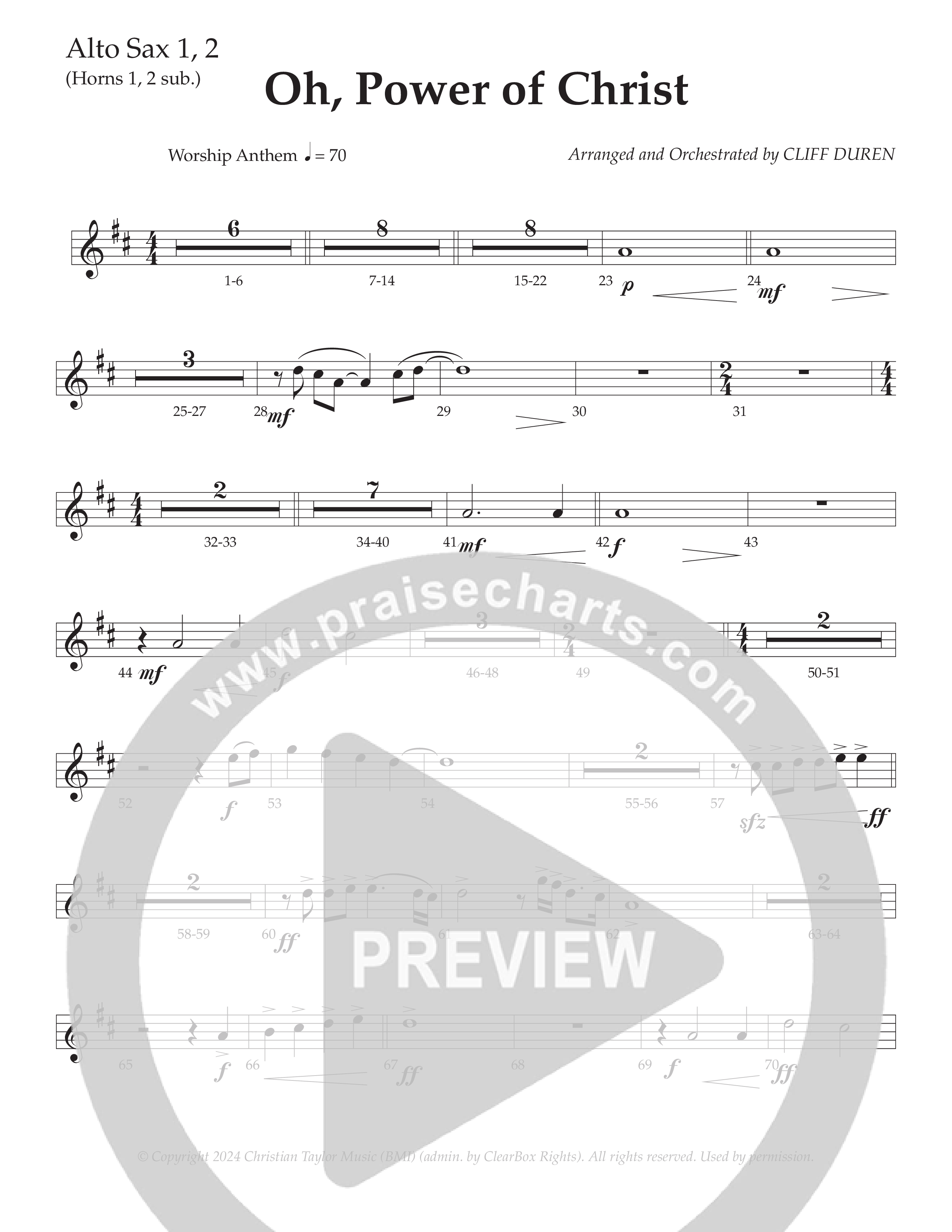 Oh Power Of Christ (Choral Anthem SATB) Alto Sax 1/2 (Daywind Worship / Arr. Cliff Duren)