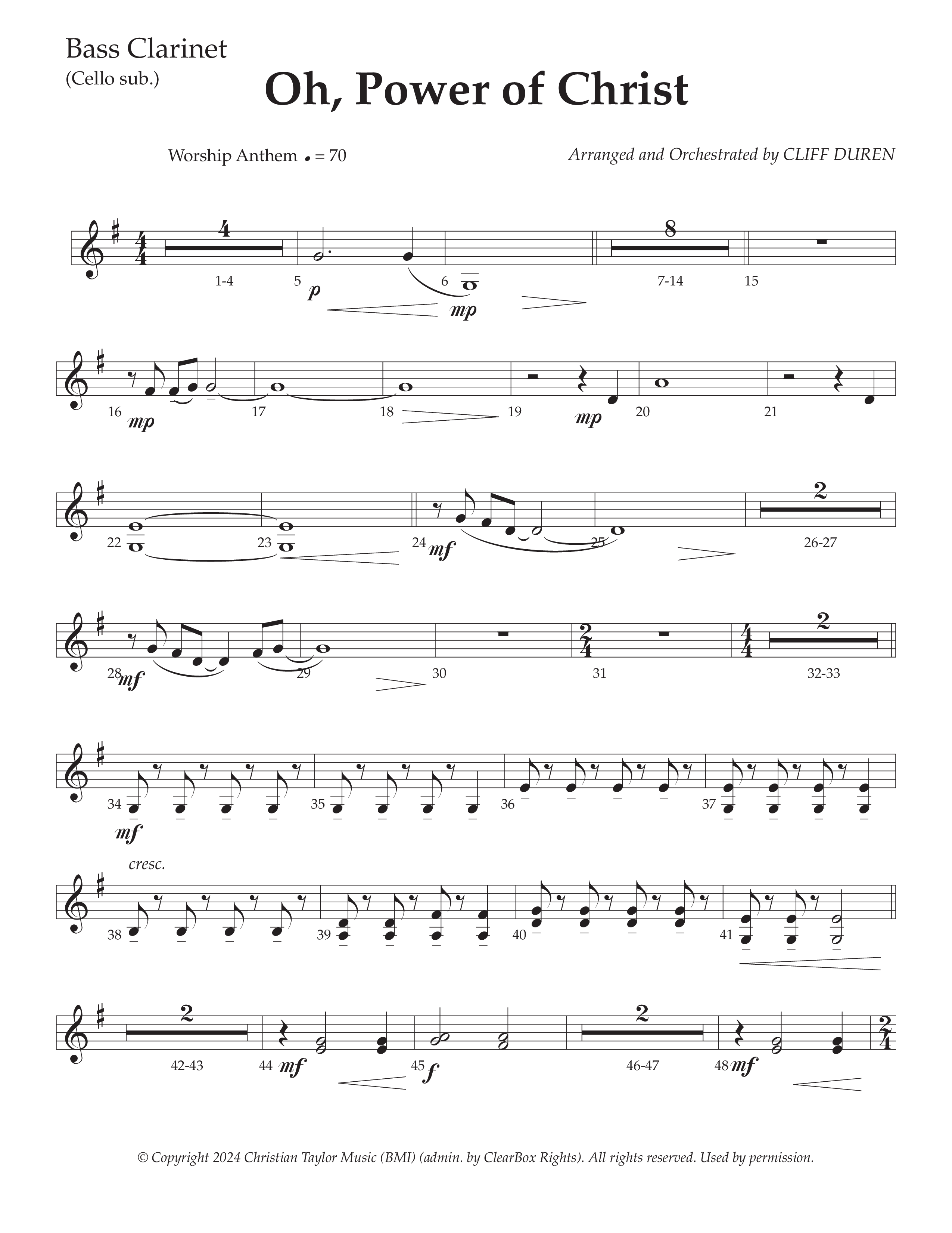 Oh Power Of Christ (Choral Anthem SATB) Bass Clarinet (Daywind Worship / Arr. Cliff Duren)