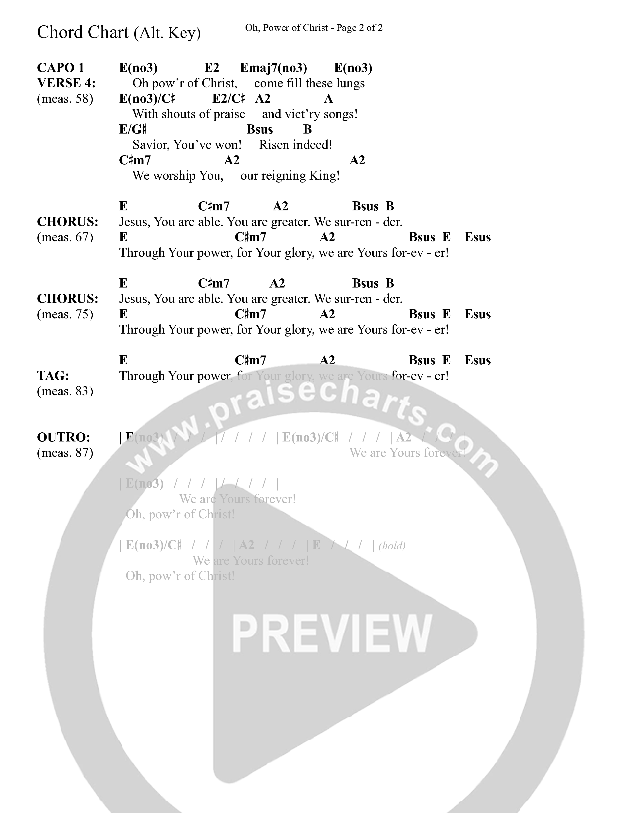 Oh Power Of Christ (Choral Anthem SATB) Chord Chart (Daywind Worship / Arr. Cliff Duren)
