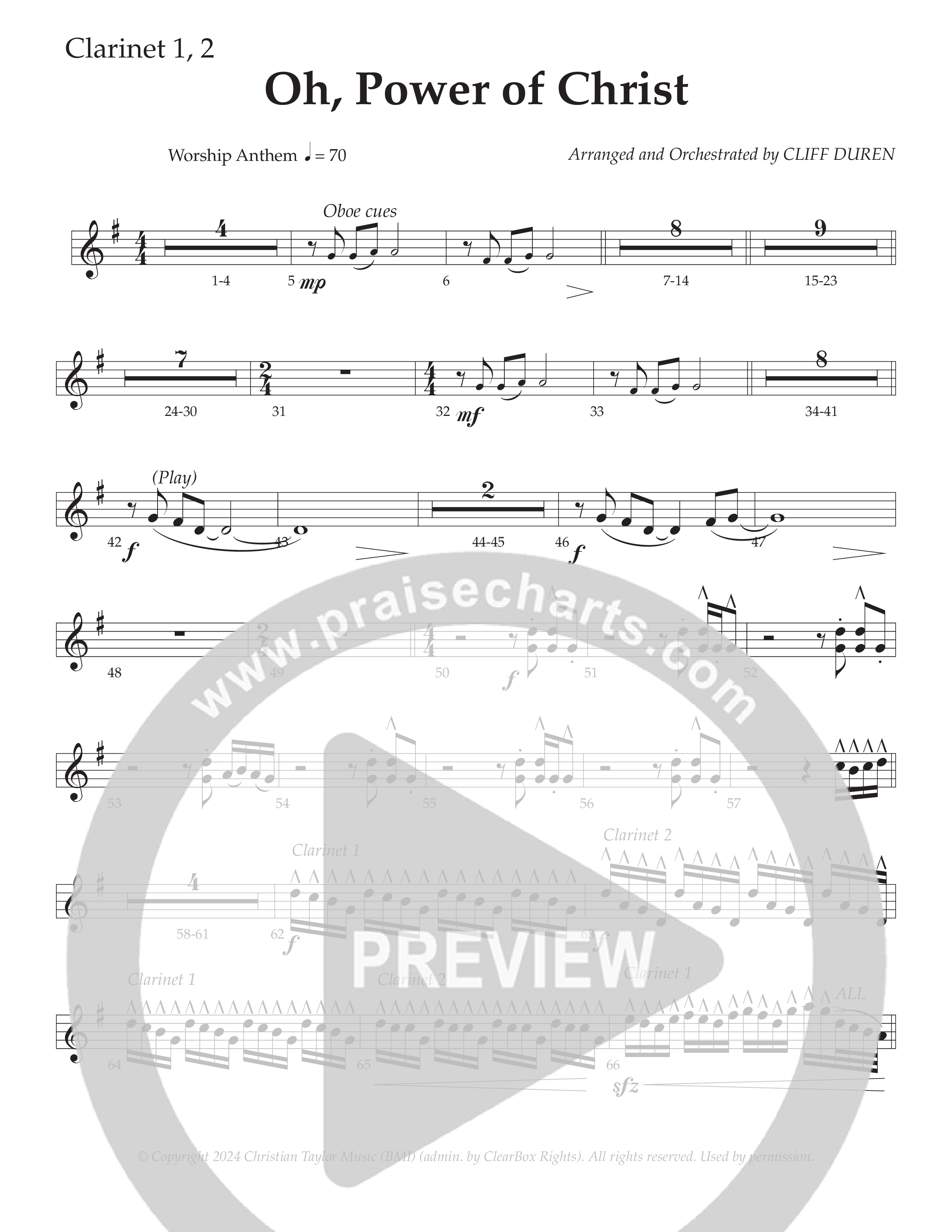 Oh Power Of Christ (Choral Anthem SATB) Clarinet 1/2 (Daywind Worship / Arr. Cliff Duren)