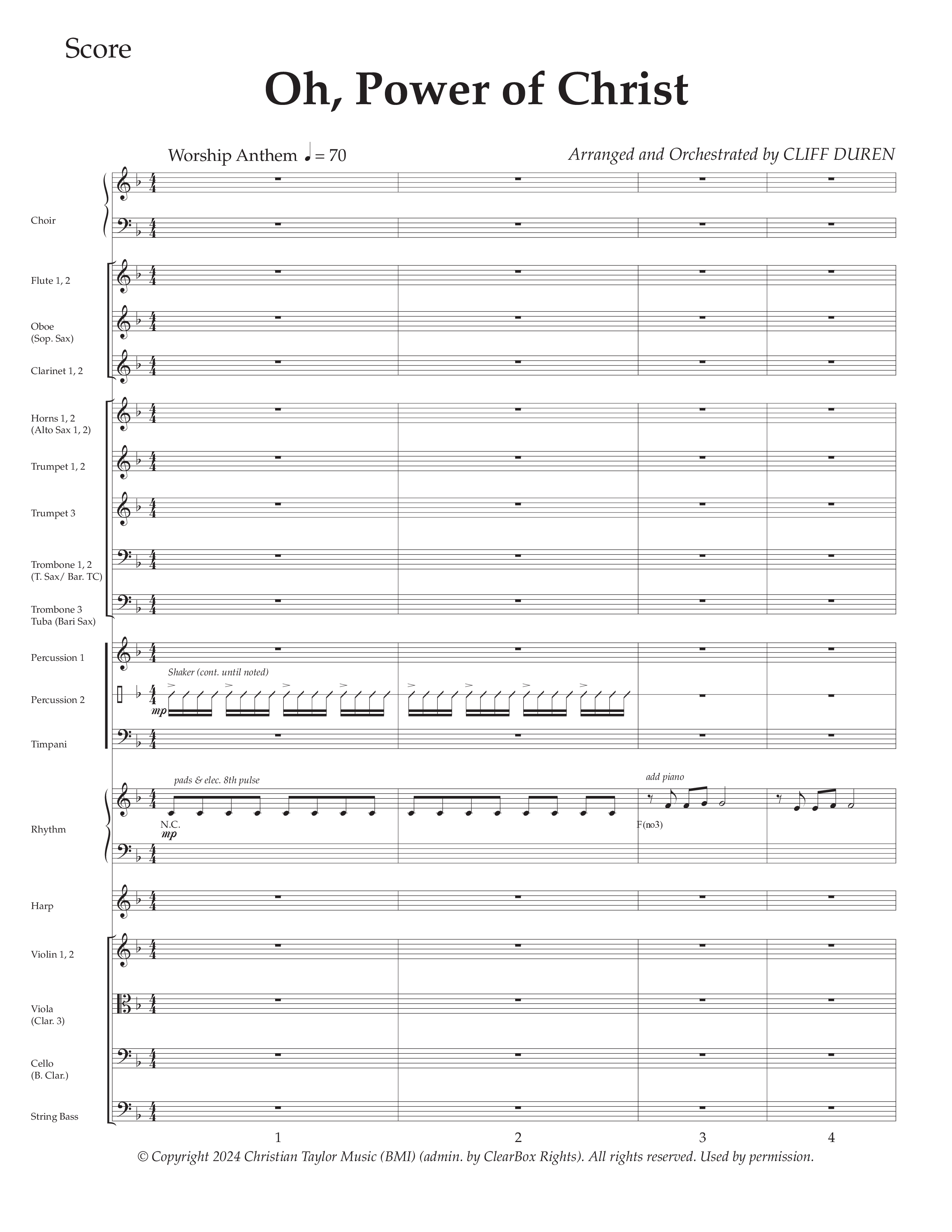 Oh Power Of Christ (Choral Anthem SATB) Conductor's Score (Daywind Worship / Arr. Cliff Duren)