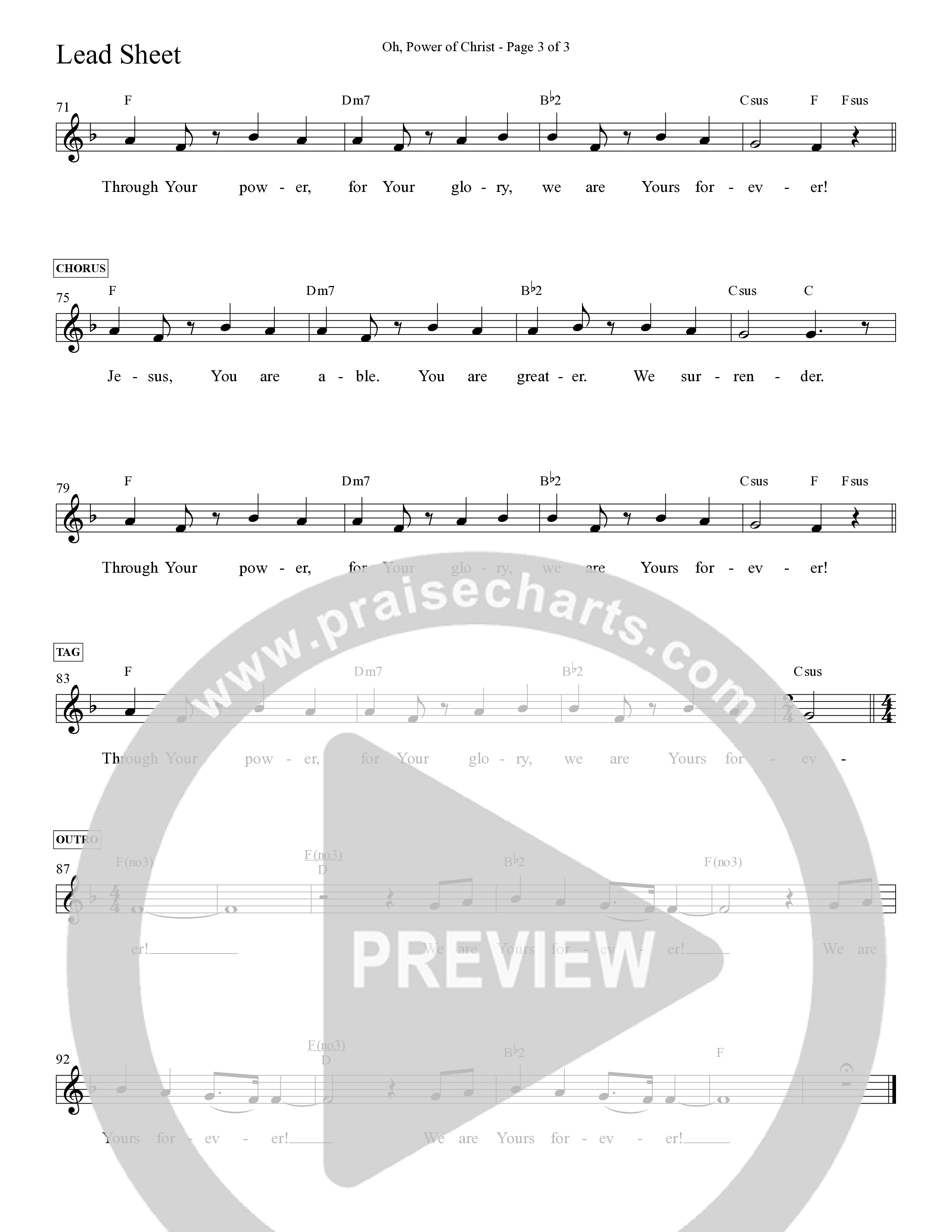Oh Power Of Christ (Choral Anthem SATB) Lead Sheet Melody (Daywind Worship / Arr. Cliff Duren)