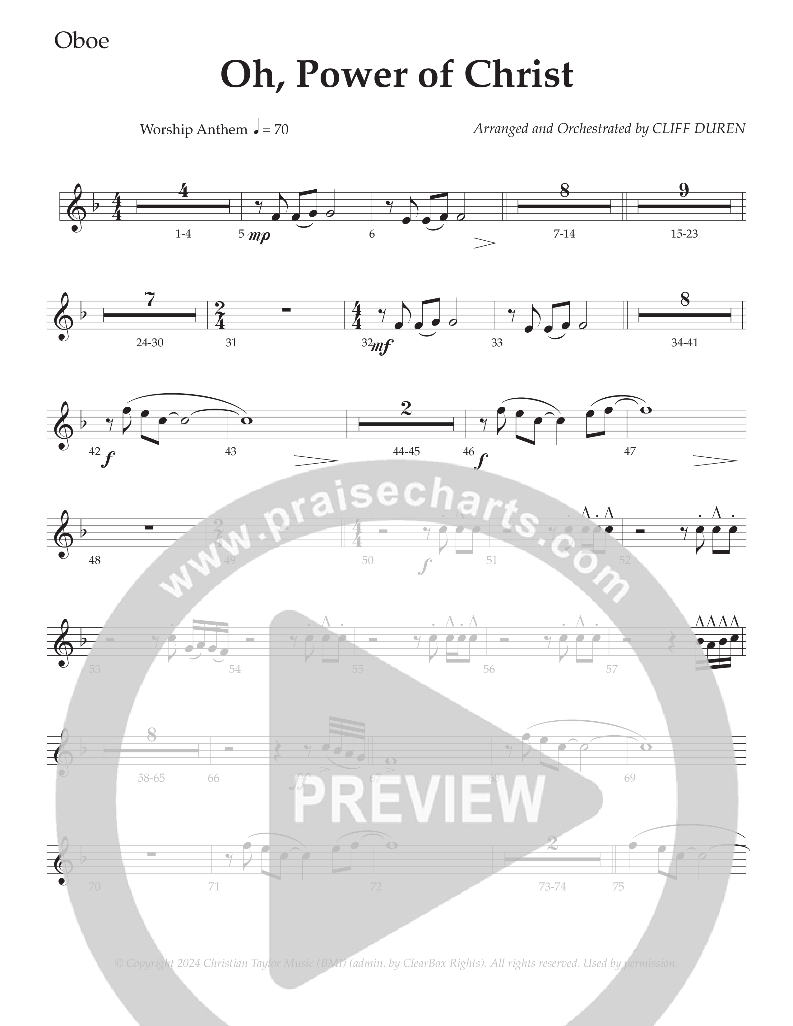 Oh Power Of Christ (Choral Anthem SATB) Oboe (Daywind Worship / Arr. Cliff Duren)
