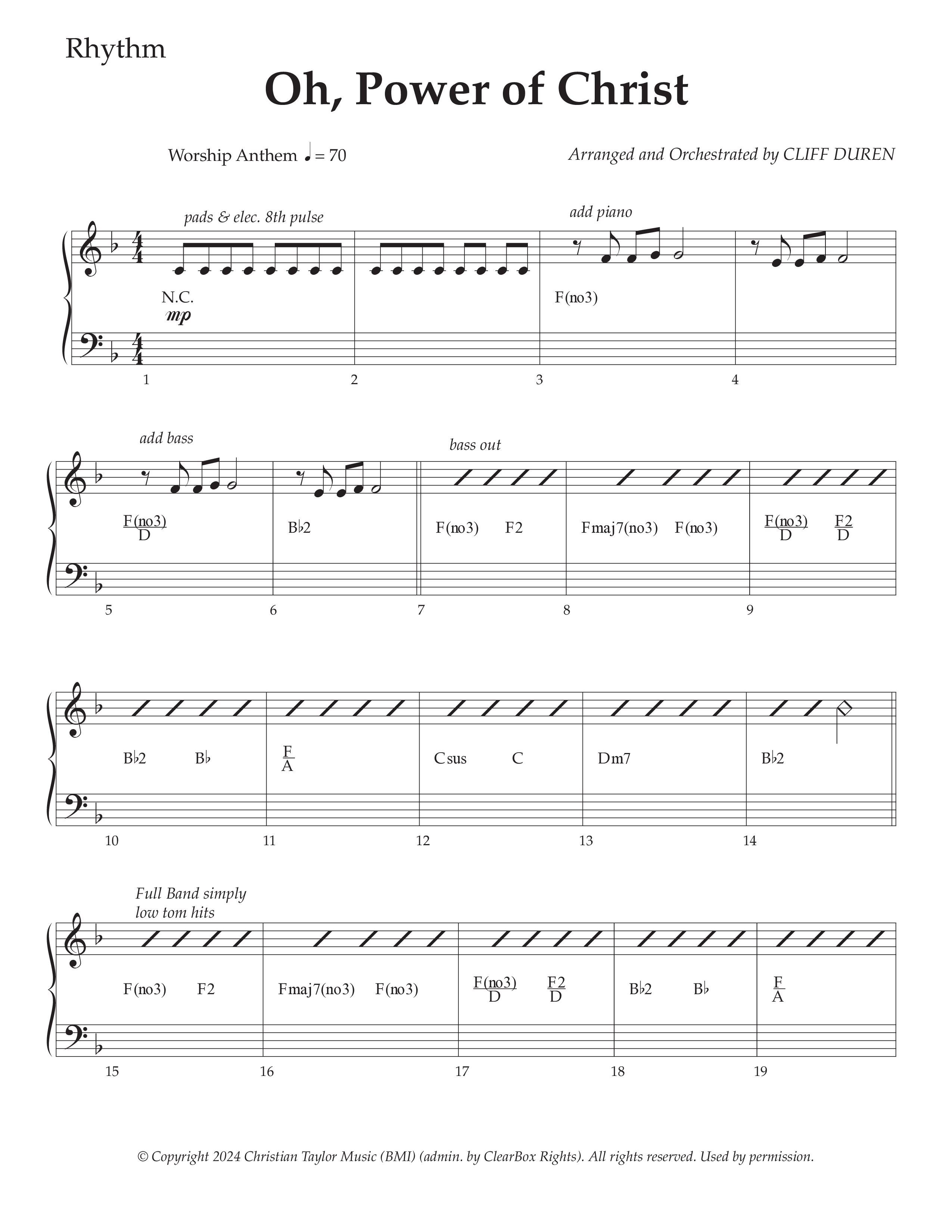 Oh Power Of Christ (Choral Anthem SATB) Rhythm Chart (Daywind Worship / Arr. Cliff Duren)