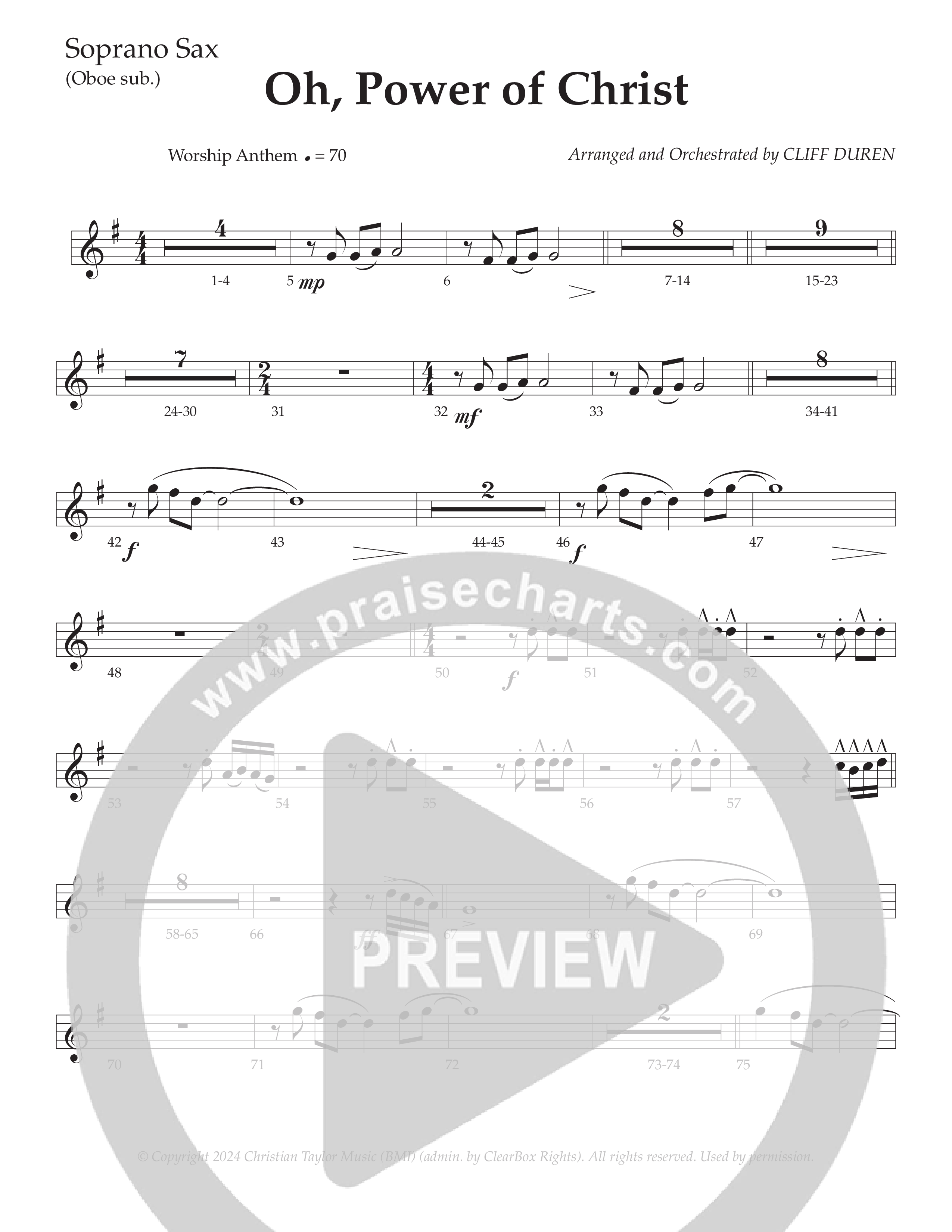 Oh Power Of Christ (Choral Anthem SATB) Soprano Sax (Daywind Worship / Arr. Cliff Duren)