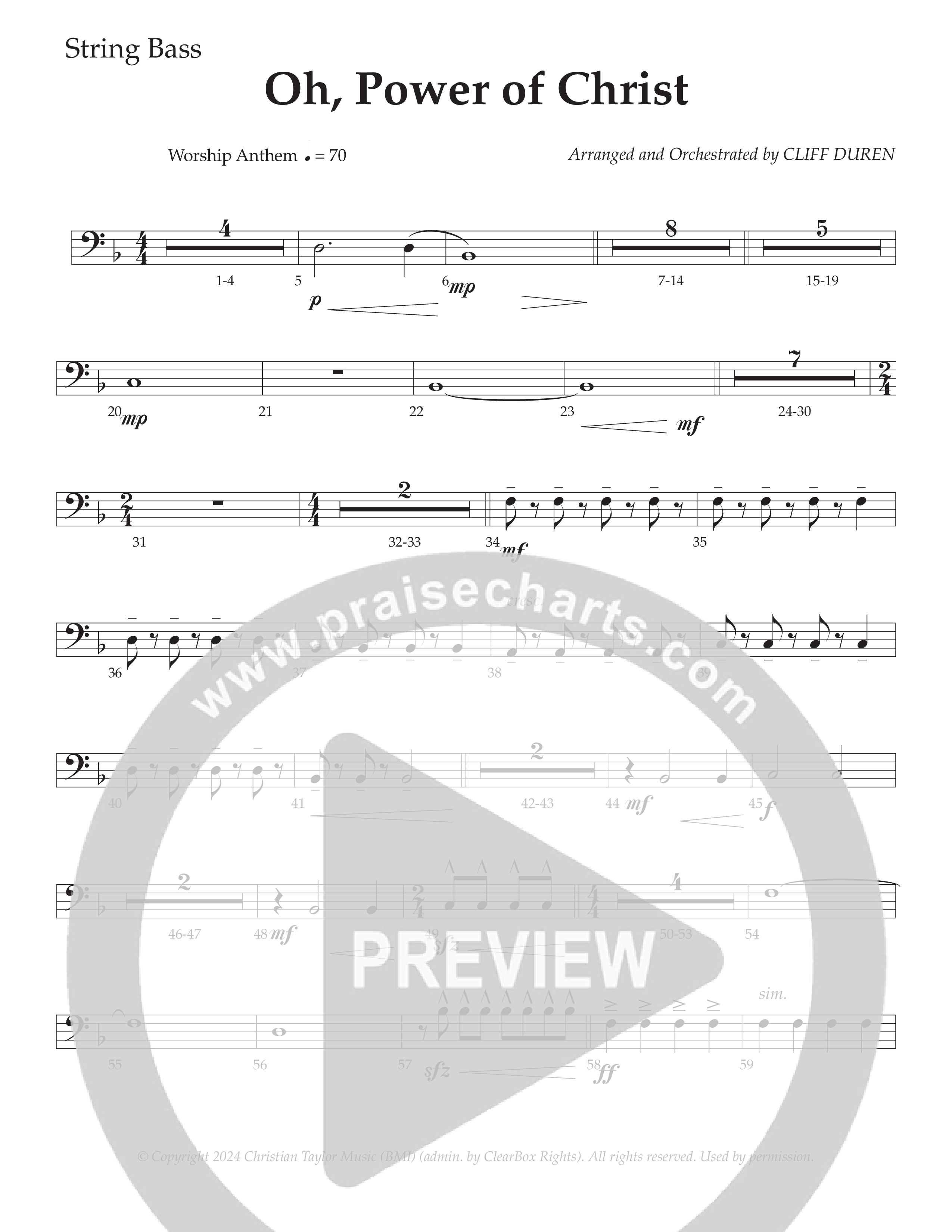 Oh Power Of Christ (Choral Anthem SATB) String Bass (Daywind Worship / Arr. Cliff Duren)