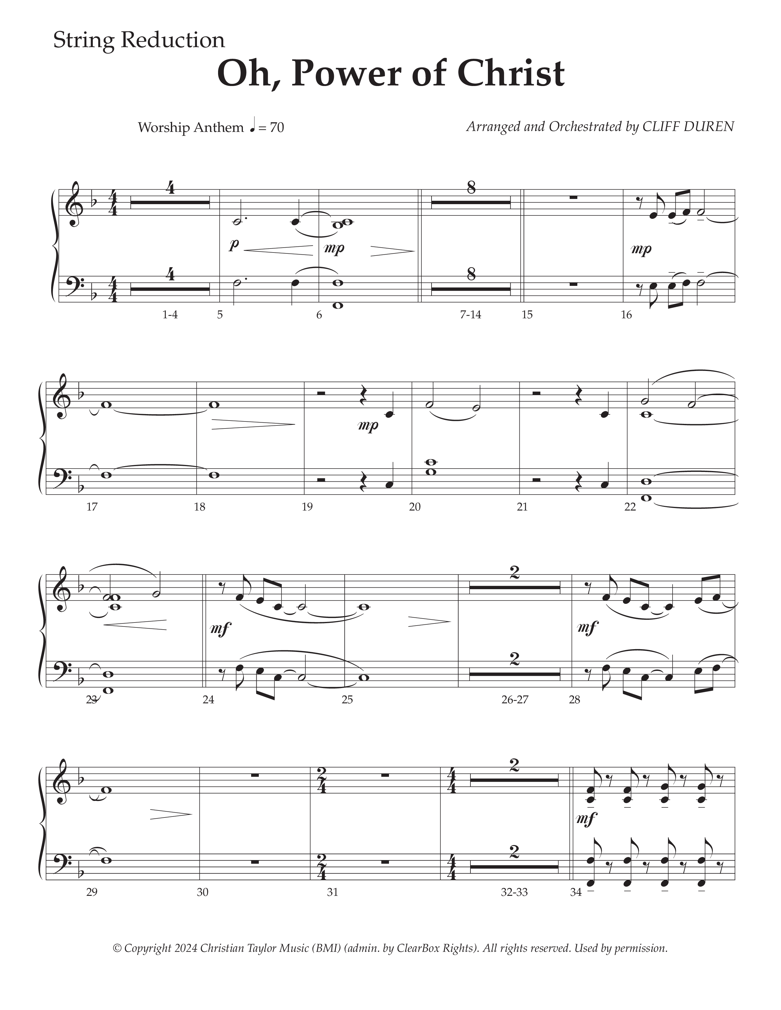 Oh Power Of Christ (Choral Anthem SATB) String Reduction (Daywind Worship / Arr. Cliff Duren)
