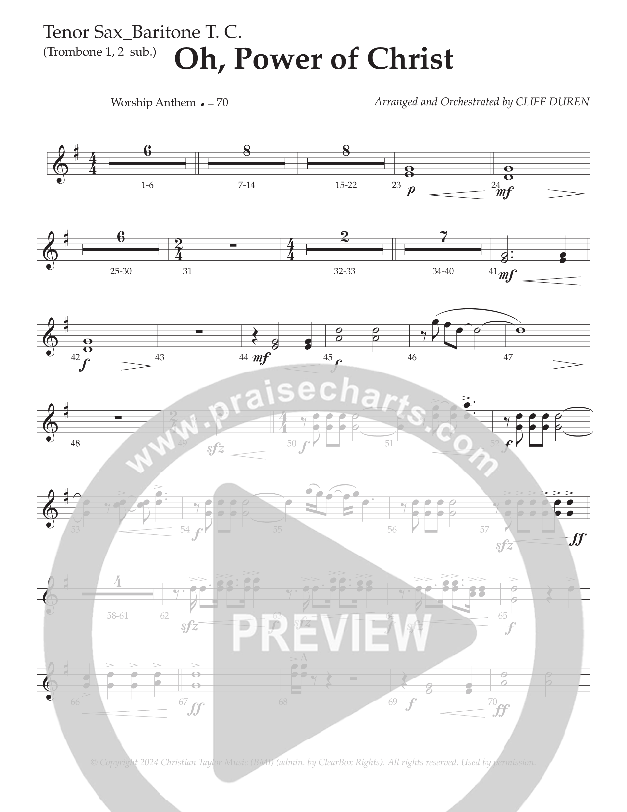 Oh Power Of Christ (Choral Anthem SATB) Tenor Sax/Baritone T.C. (Daywind Worship / Arr. Cliff Duren)