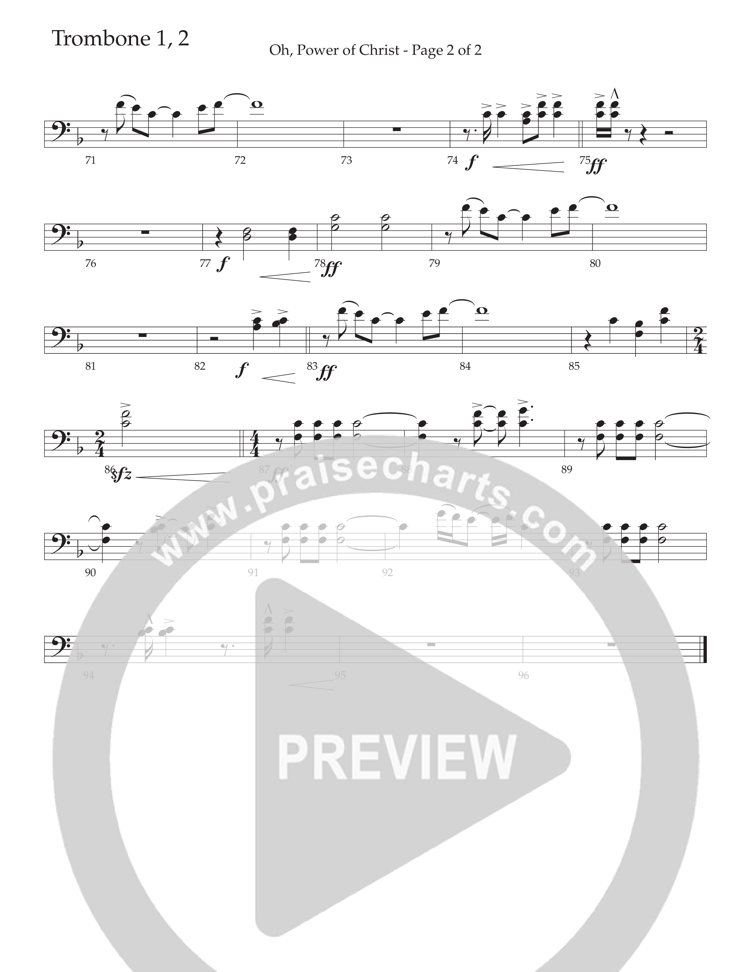 Oh Power Of Christ (Choral Anthem SATB) Trombone 1/2 (Daywind Worship / Arr. Cliff Duren)