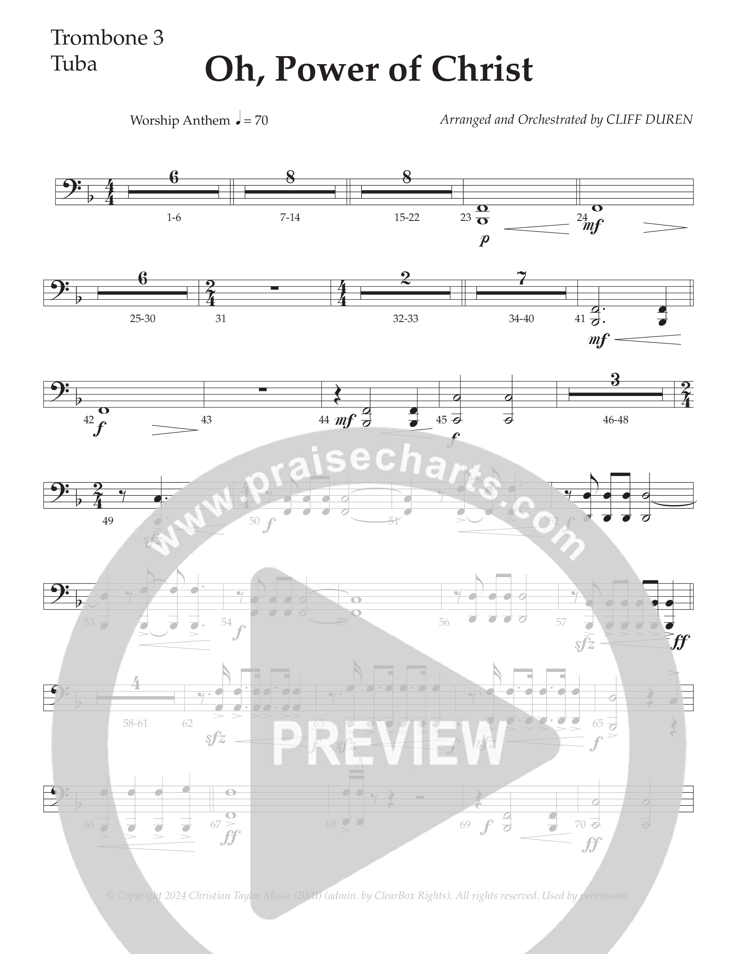Oh Power Of Christ (Choral Anthem SATB) Trombone 3/Tuba (Daywind Worship / Arr. Cliff Duren)