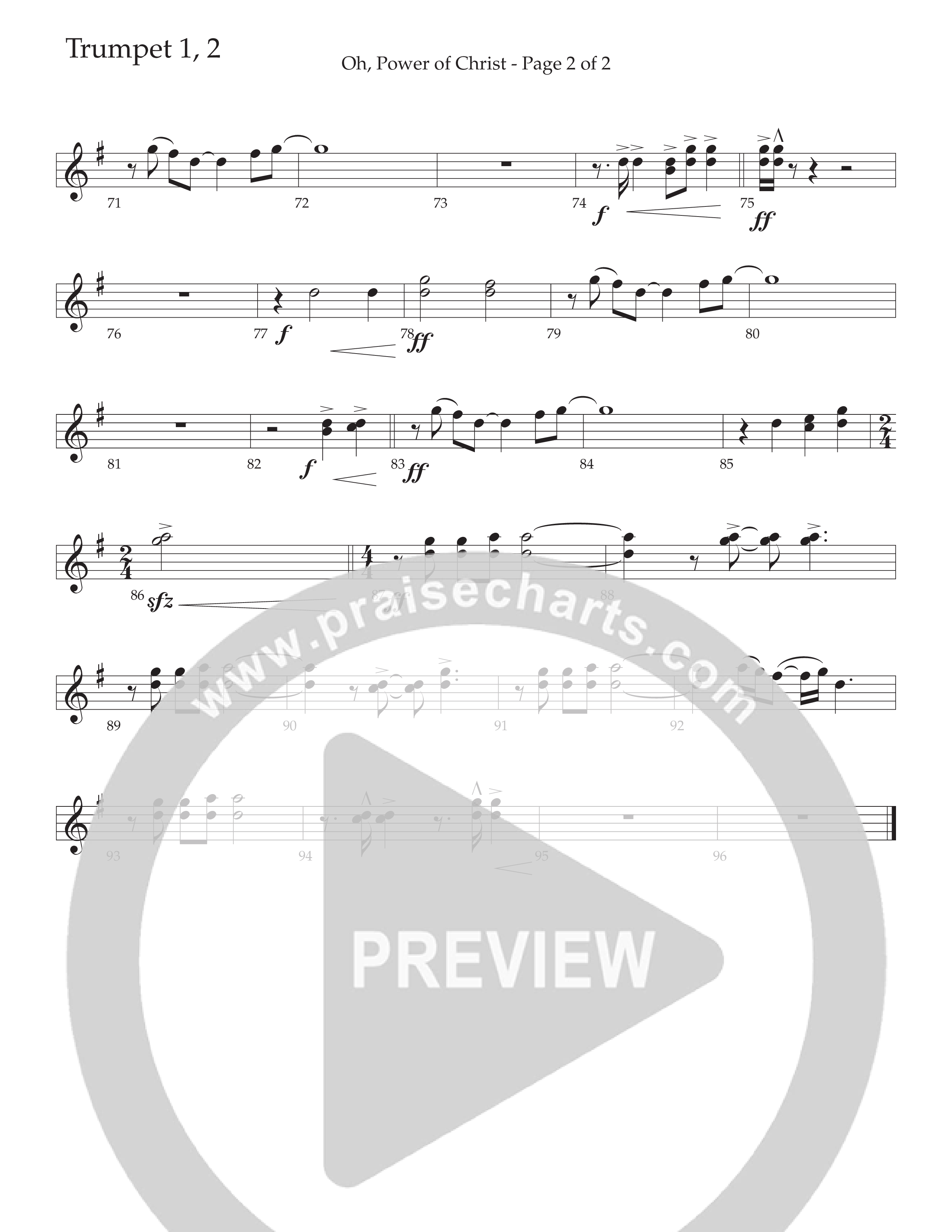 Oh Power Of Christ (Choral Anthem SATB) Trumpet 1,2 (Daywind Worship / Arr. Cliff Duren)