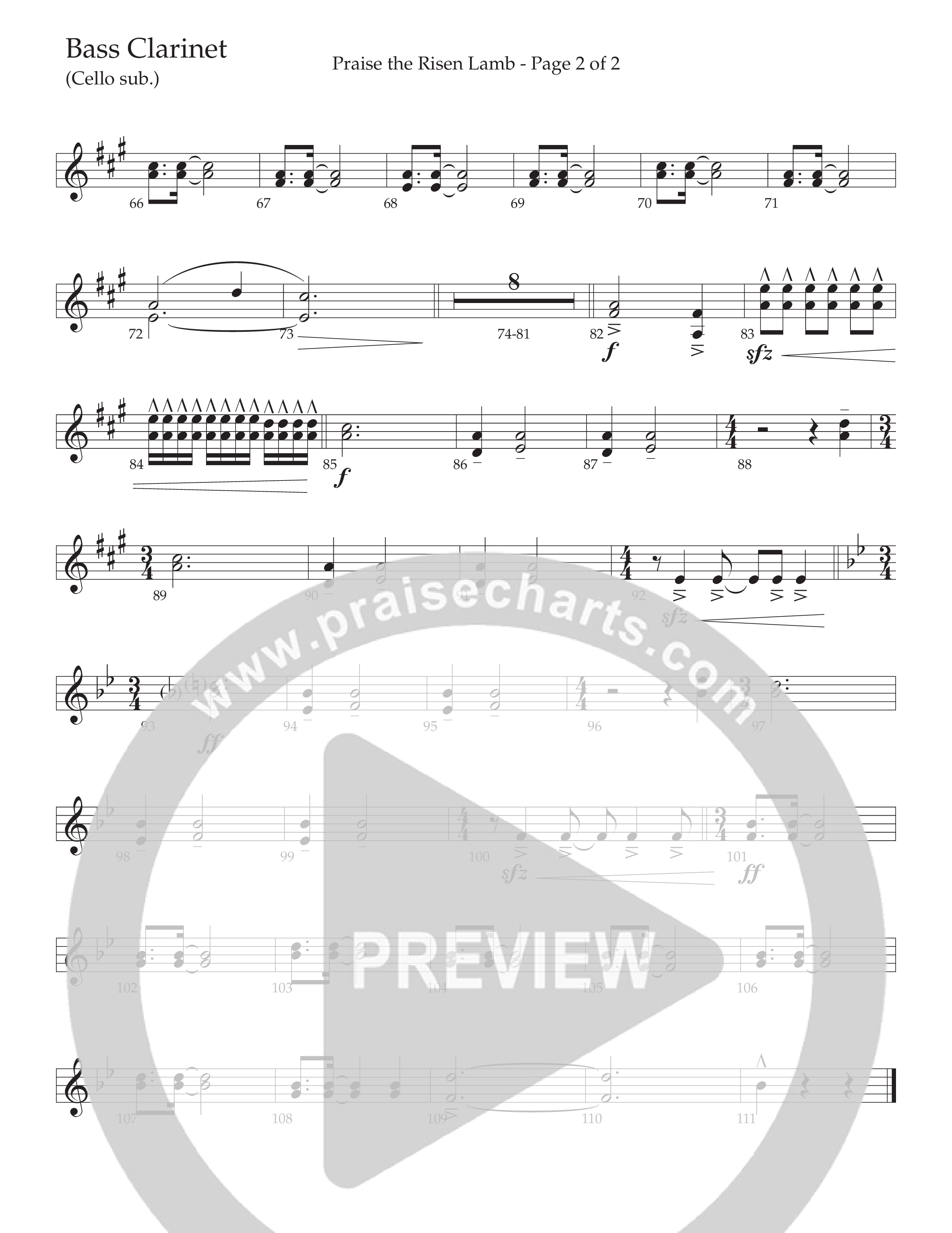 Praise The Risen Lamb (Choral Anthem SATB) Bass Clarinet (Daywind Worship / Arr. Cliff Duren)