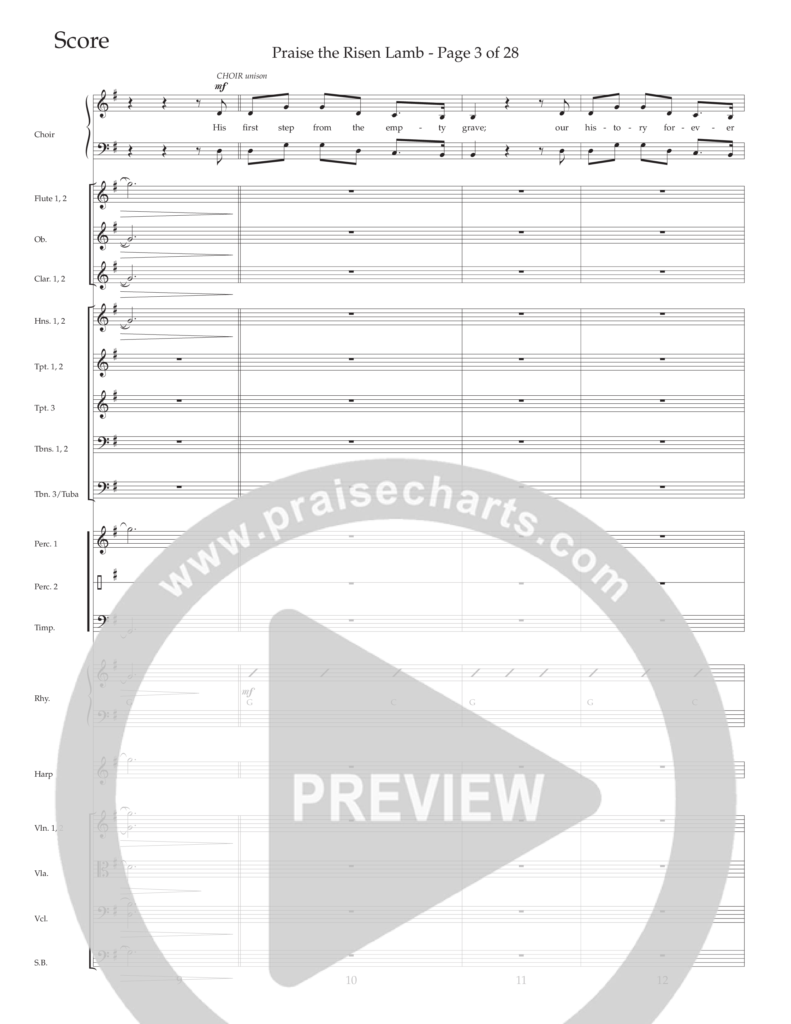 Praise The Risen Lamb (Choral Anthem SATB) Conductor's Score (Daywind Worship / Arr. Cliff Duren)