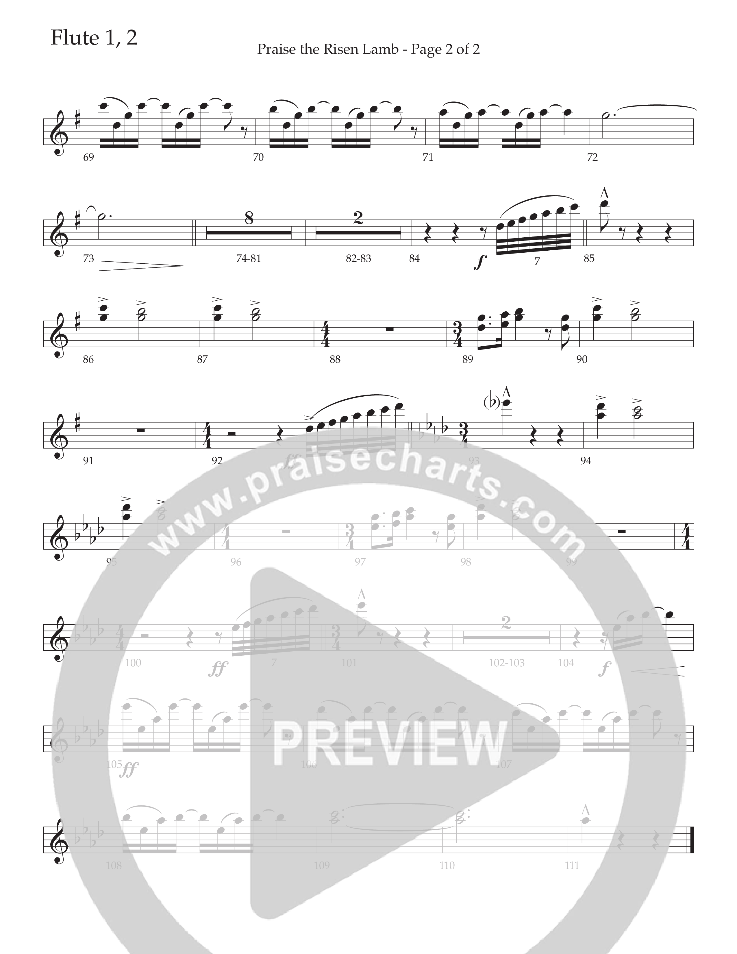 Praise The Risen Lamb (Choral Anthem SATB) Flute 1/2 (Daywind Worship / Arr. Cliff Duren)