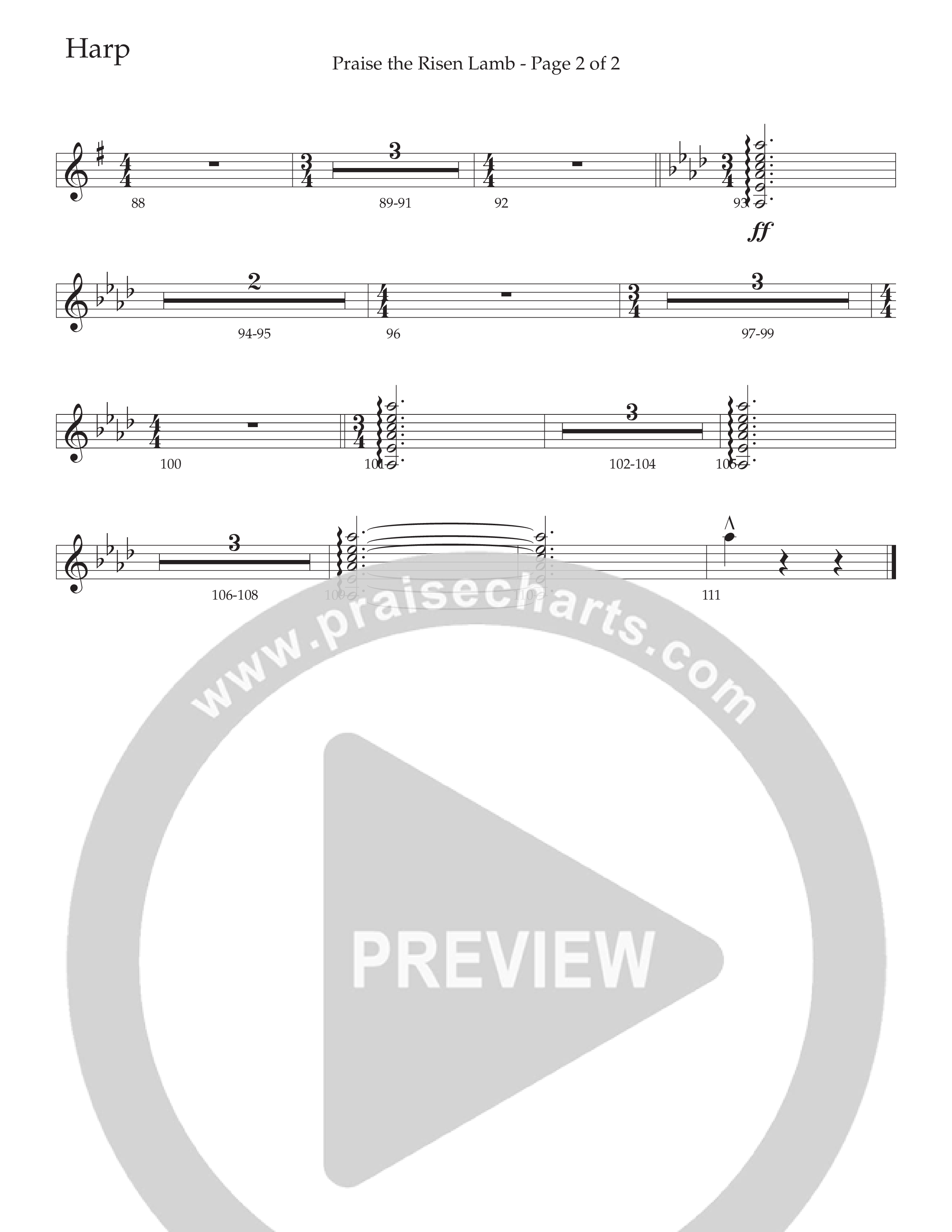 Praise The Risen Lamb (Choral Anthem SATB) Harp (Daywind Worship / Arr. Cliff Duren)