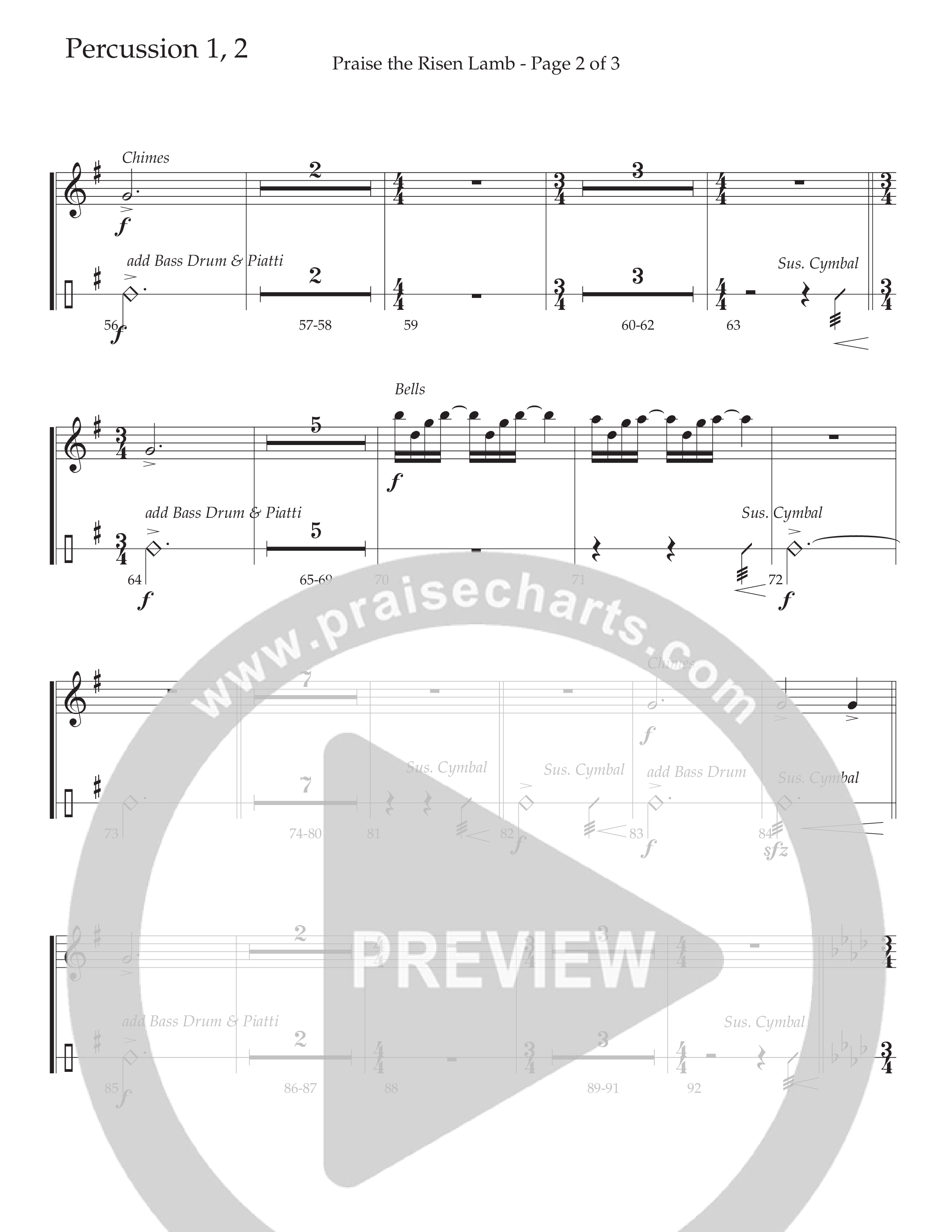 Praise The Risen Lamb (Choral Anthem SATB) Percussion 1/2 (Daywind Worship / Arr. Cliff Duren)