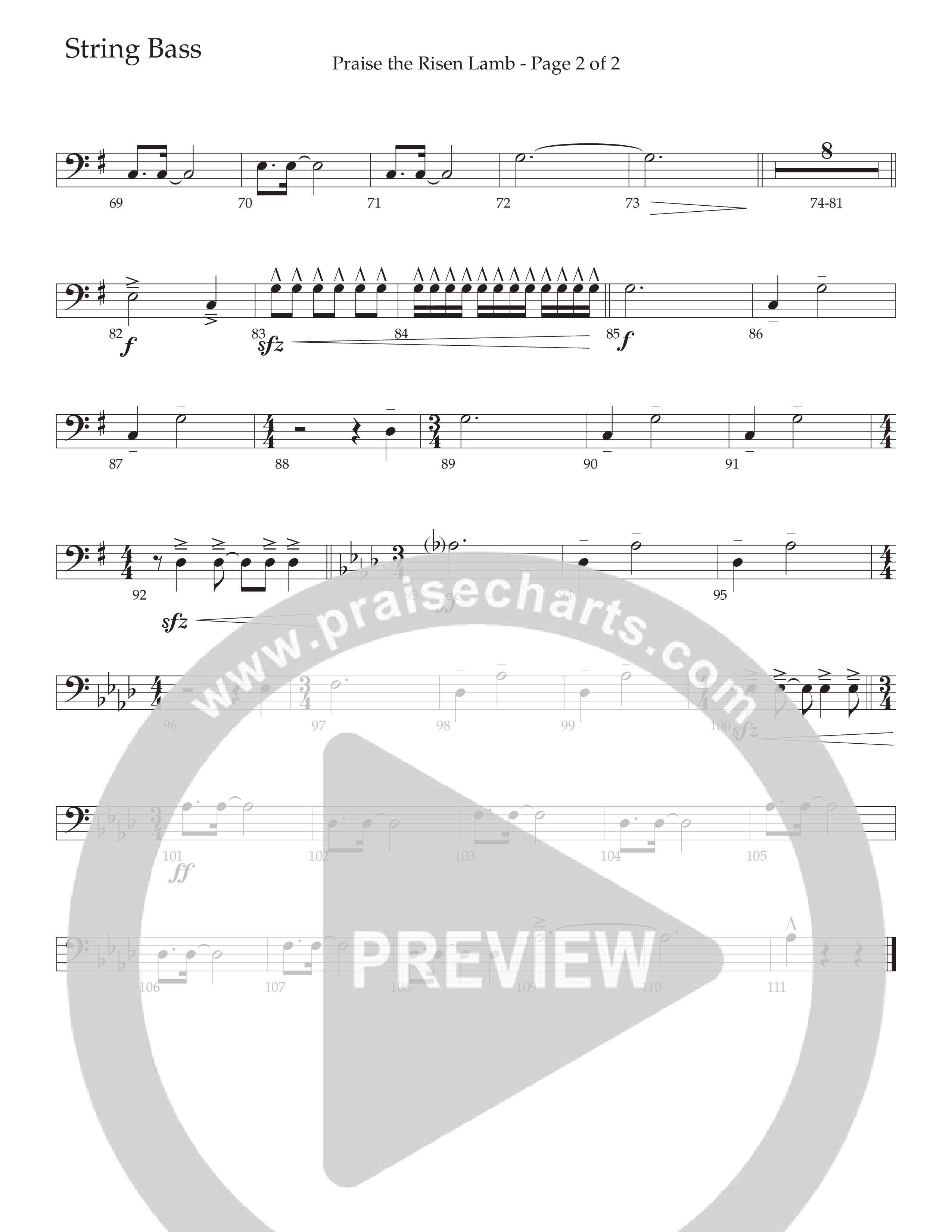 Praise The Risen Lamb (Choral Anthem SATB) String Bass (Daywind Worship / Arr. Cliff Duren)