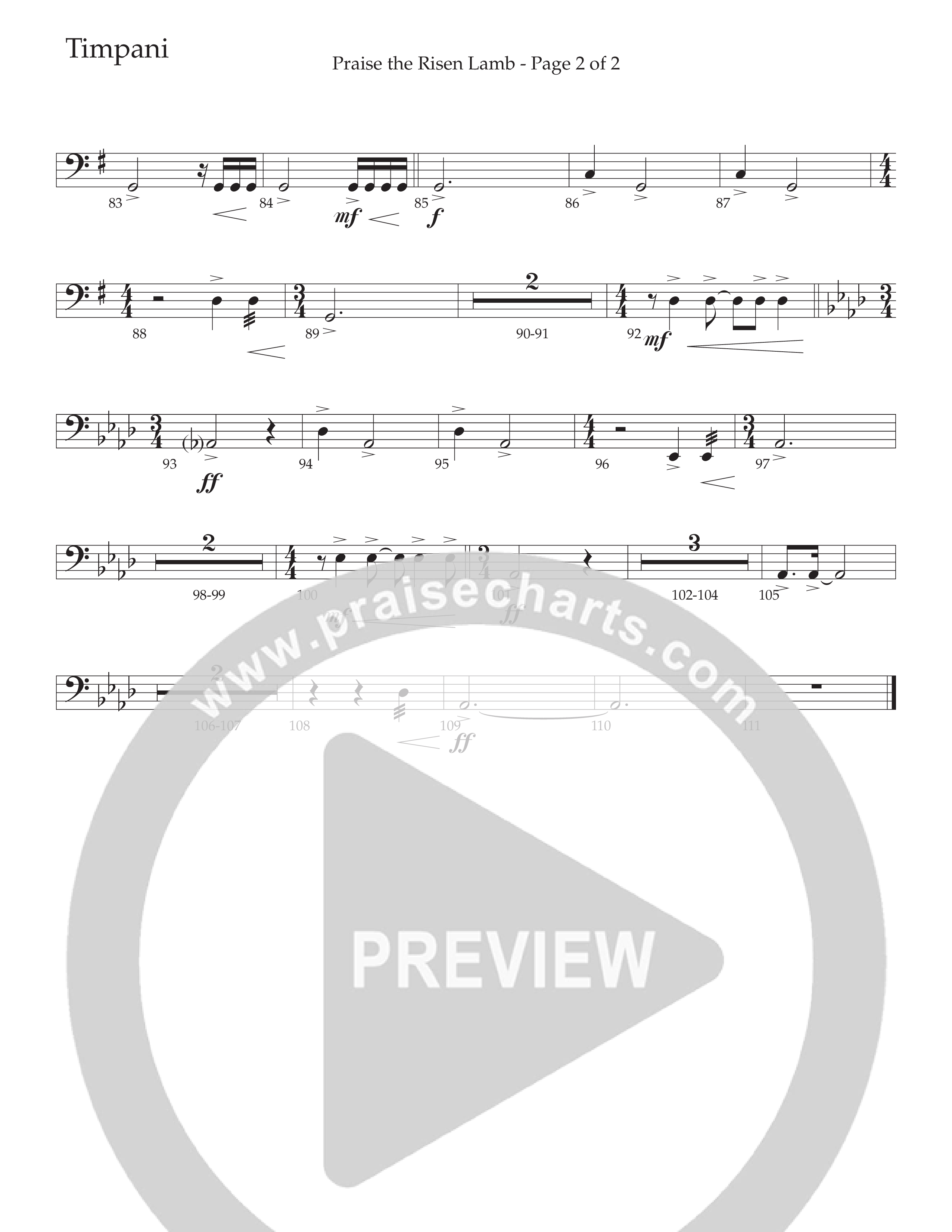 Praise The Risen Lamb (Choral Anthem SATB) Timpani (Daywind Worship / Arr. Cliff Duren)