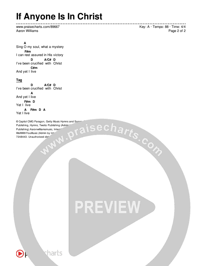 If Anyone Is In Christ Chord Chart (Aaron Williams)
