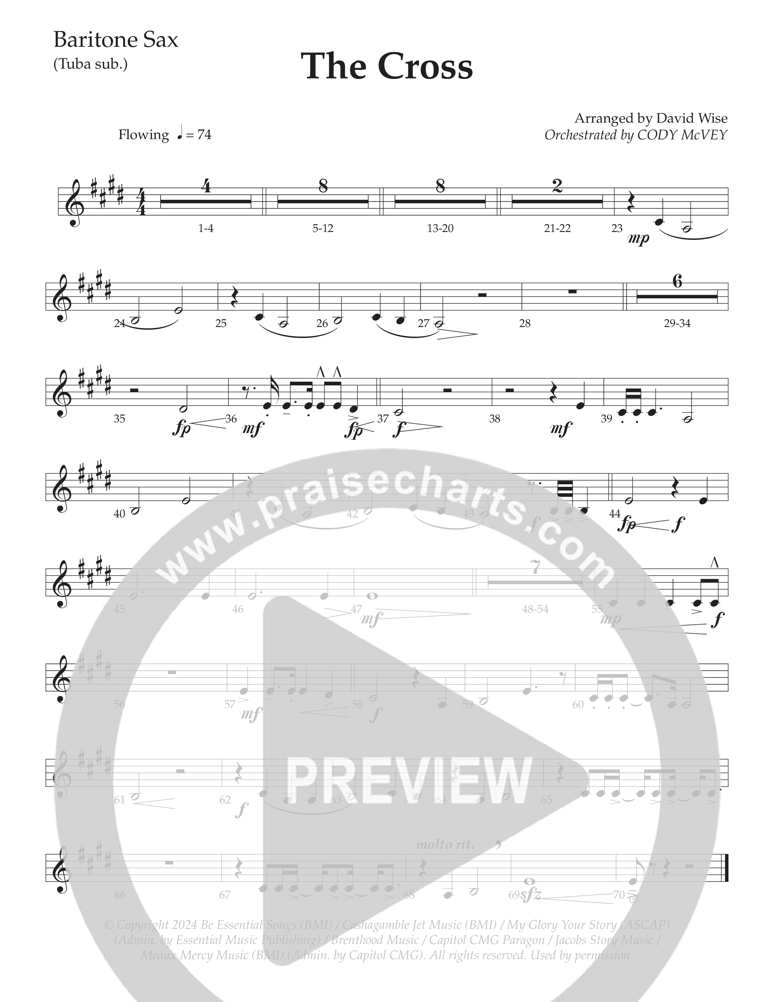 The Cross (Choral Anthem SATB) Bari Sax (Daywind Worship / Arr. David Wise)