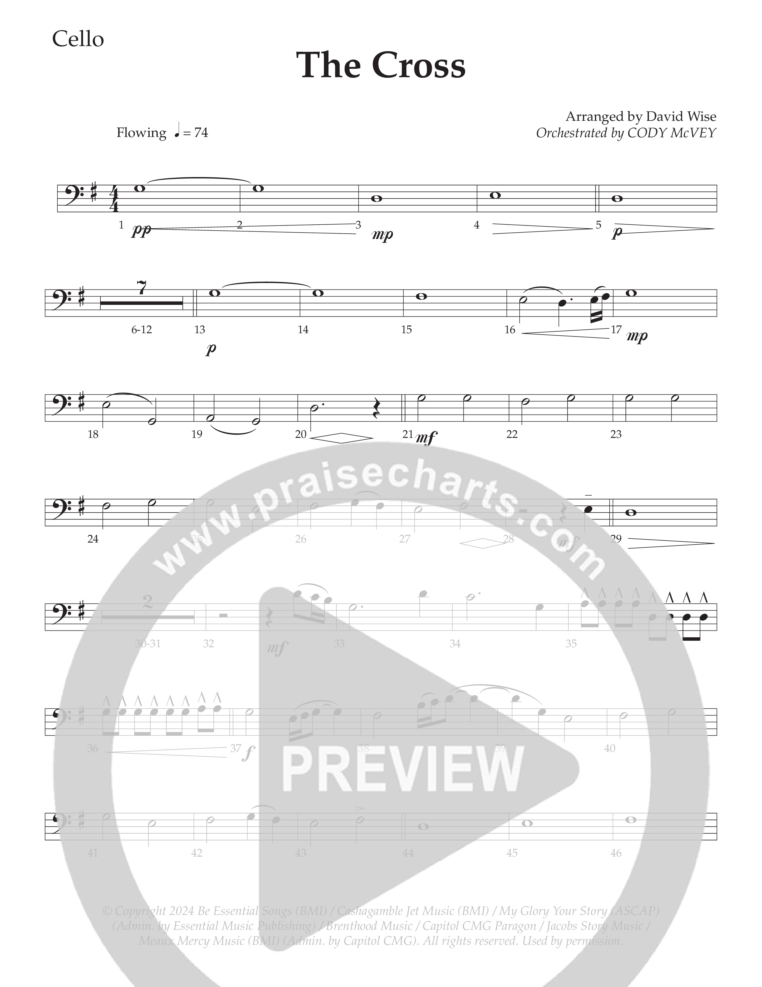 The Cross (Choral Anthem SATB) Cello (Daywind Worship / Arr. David Wise)