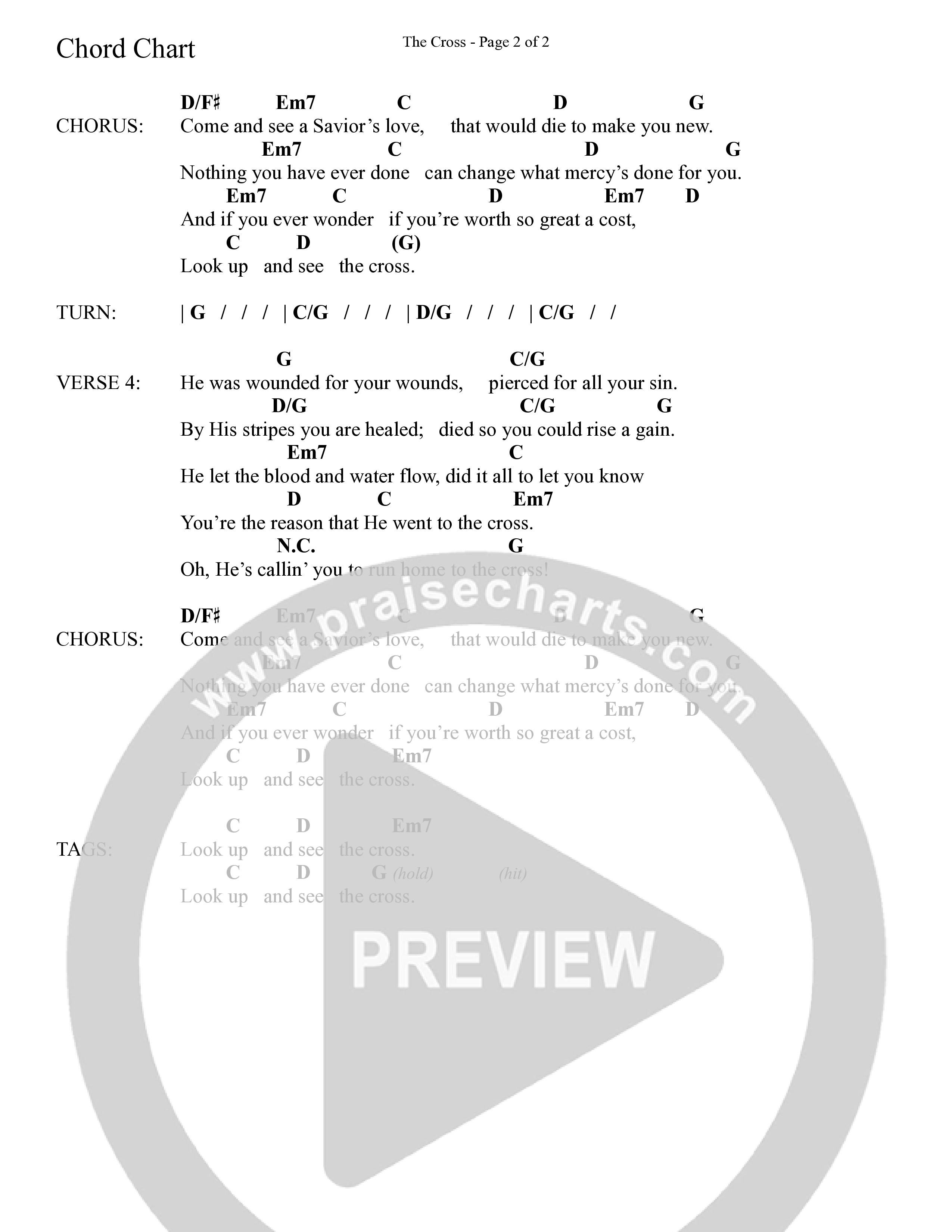 The Cross (Choral Anthem SATB) Chord Chart (Daywind Worship / Arr. David Wise)
