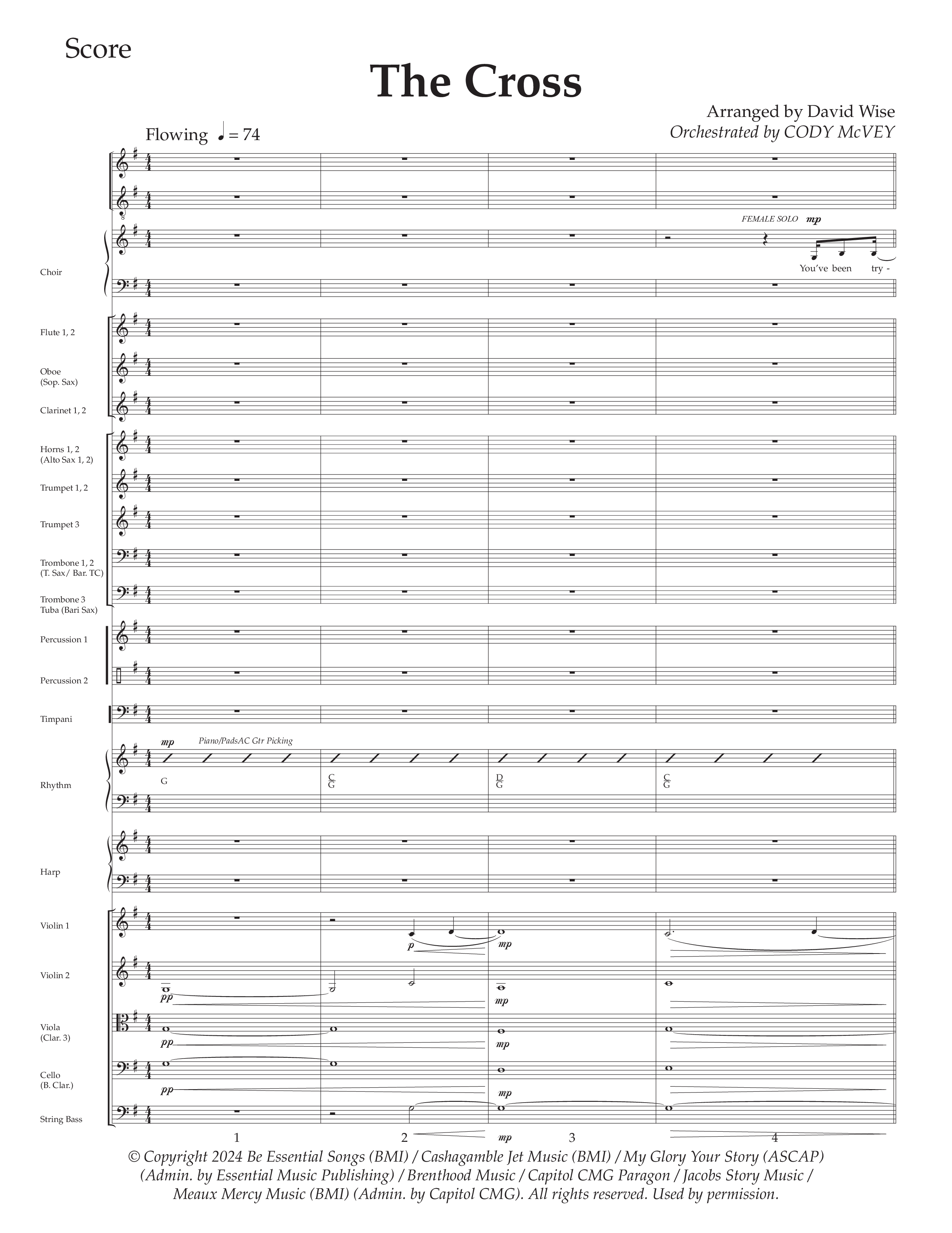 The Cross (Choral Anthem SATB) Orchestration (Daywind Worship / Arr. David Wise)