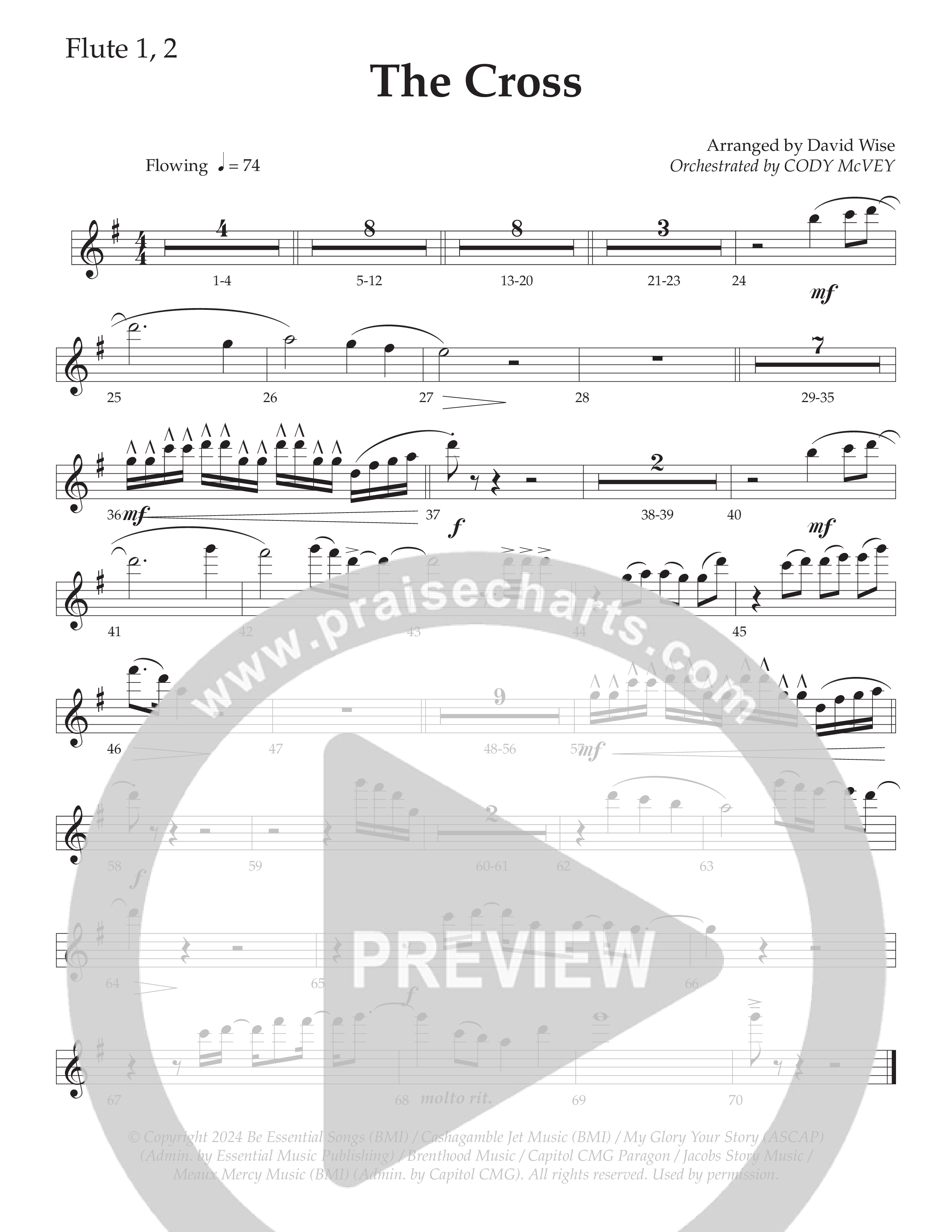The Cross (Choral Anthem SATB) Flute 1/2 (Daywind Worship / Arr. David Wise)