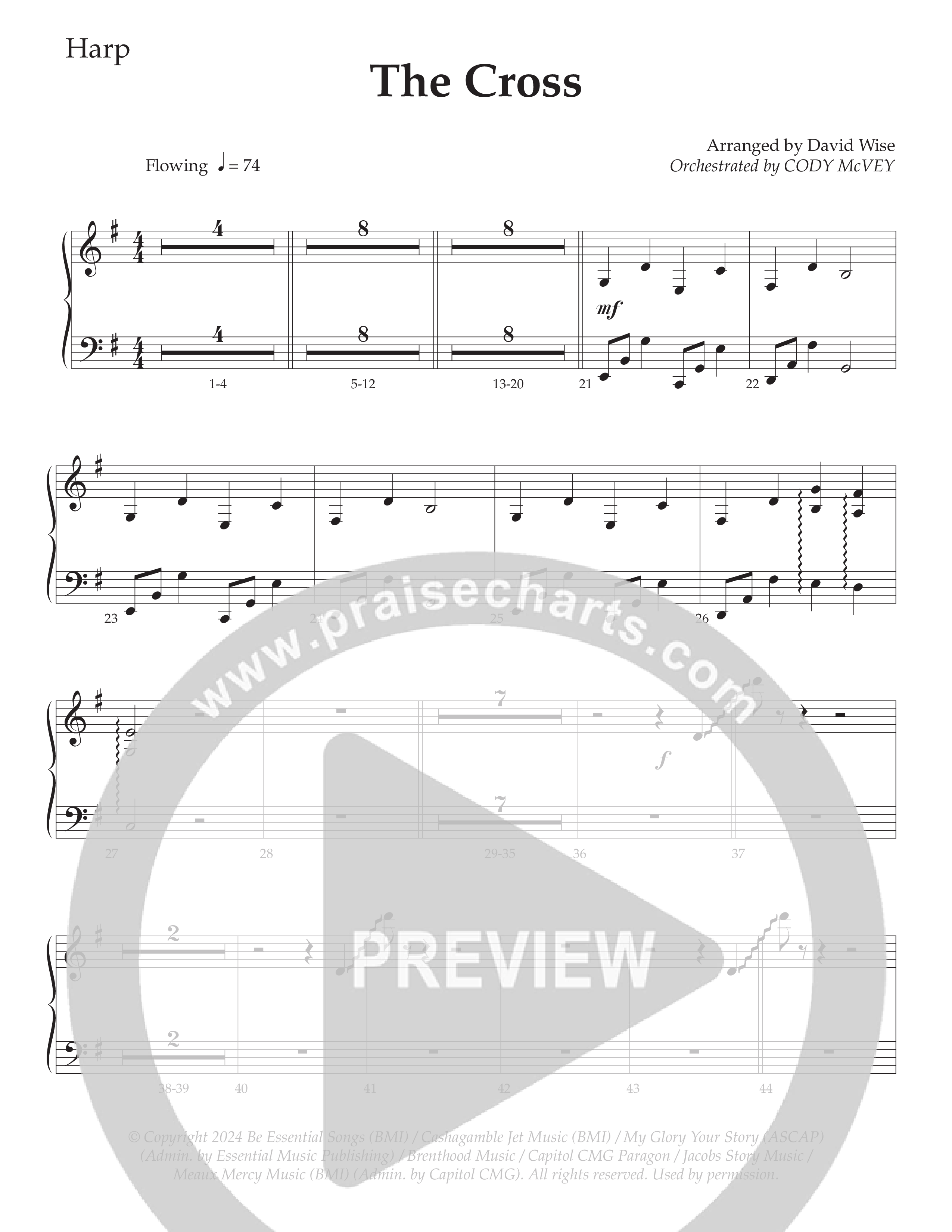 The Cross (Choral Anthem SATB) Harp (Daywind Worship / Arr. David Wise)