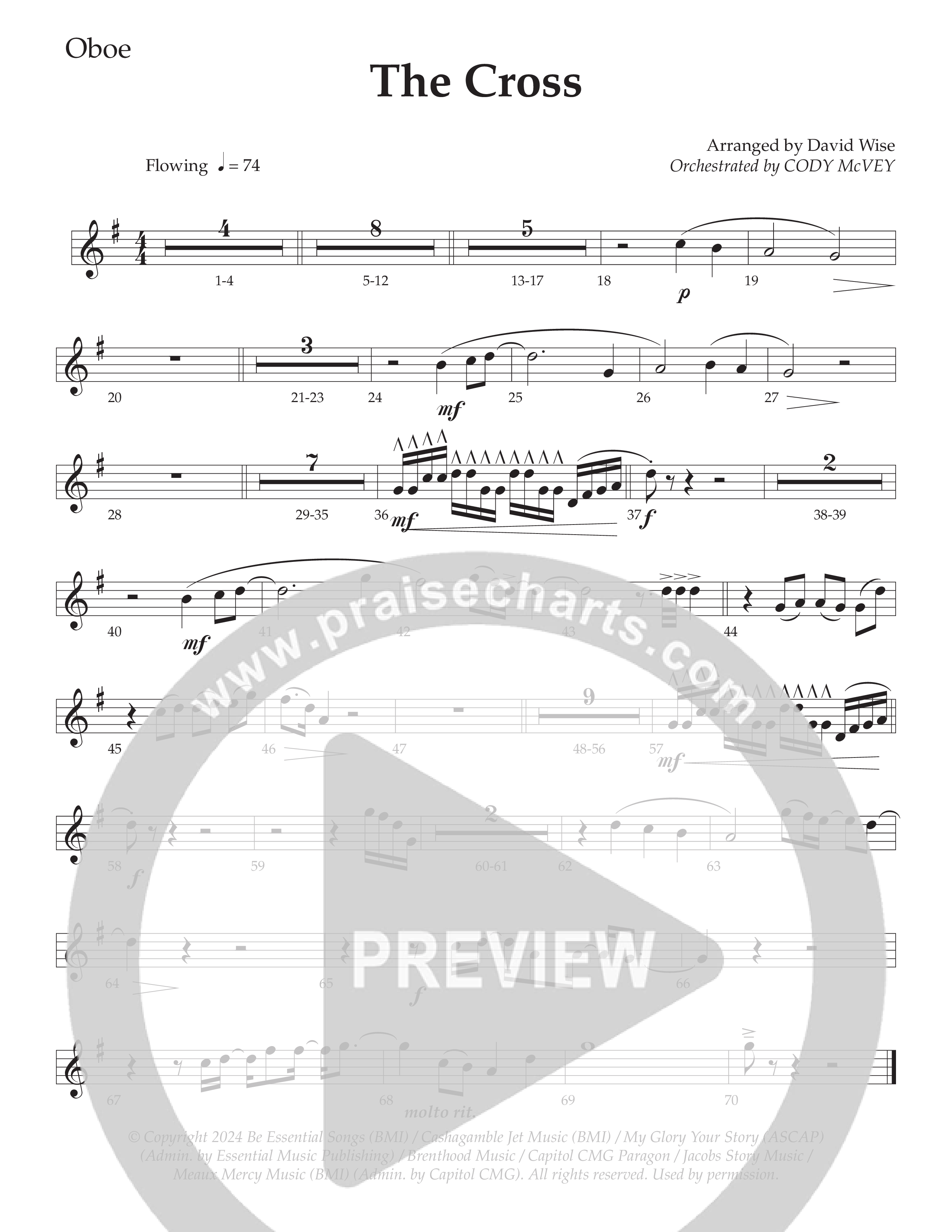 The Cross (Choral Anthem SATB) Oboe (Daywind Worship / Arr. David Wise)