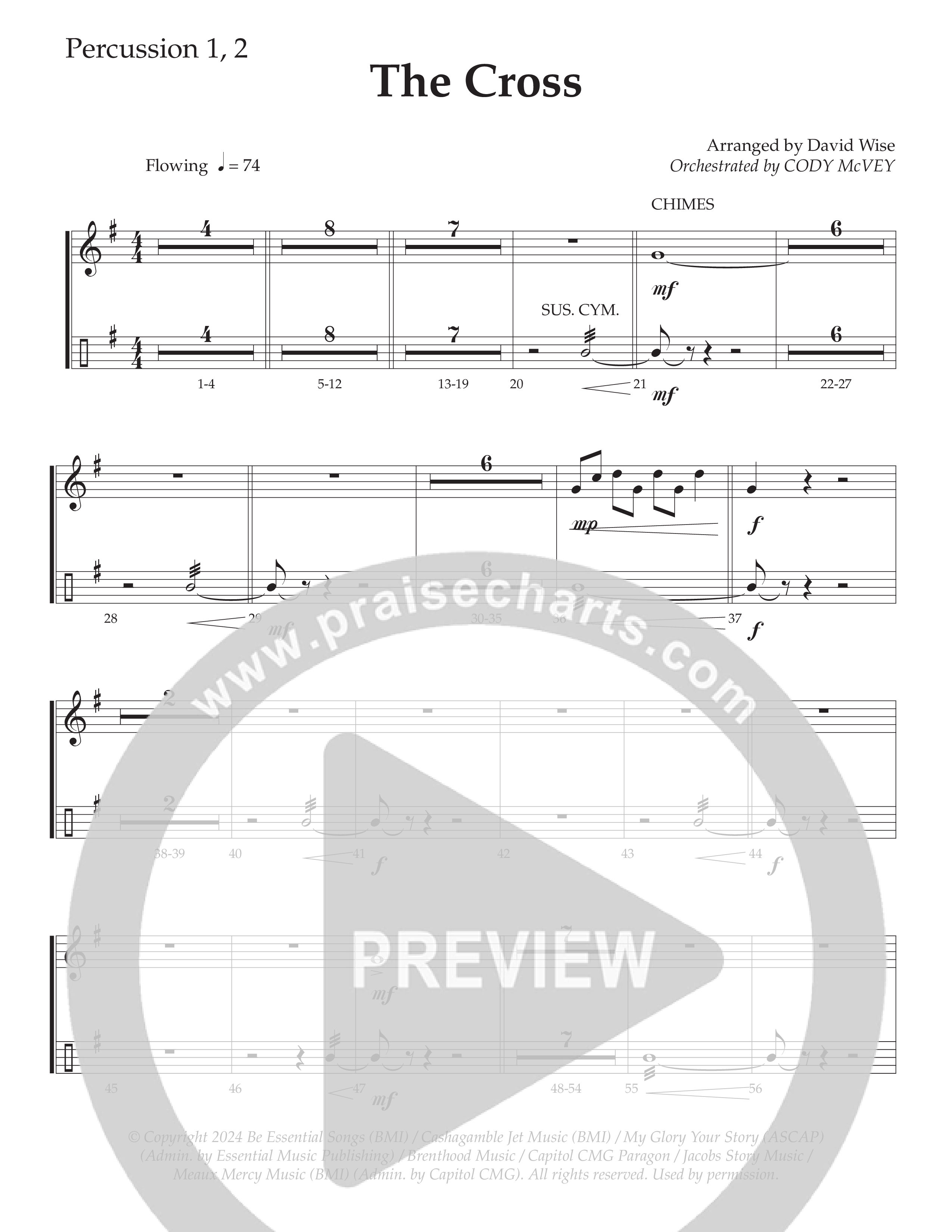 The Cross (Choral Anthem SATB) Percussion 1/2 (Daywind Worship / Arr. David Wise)