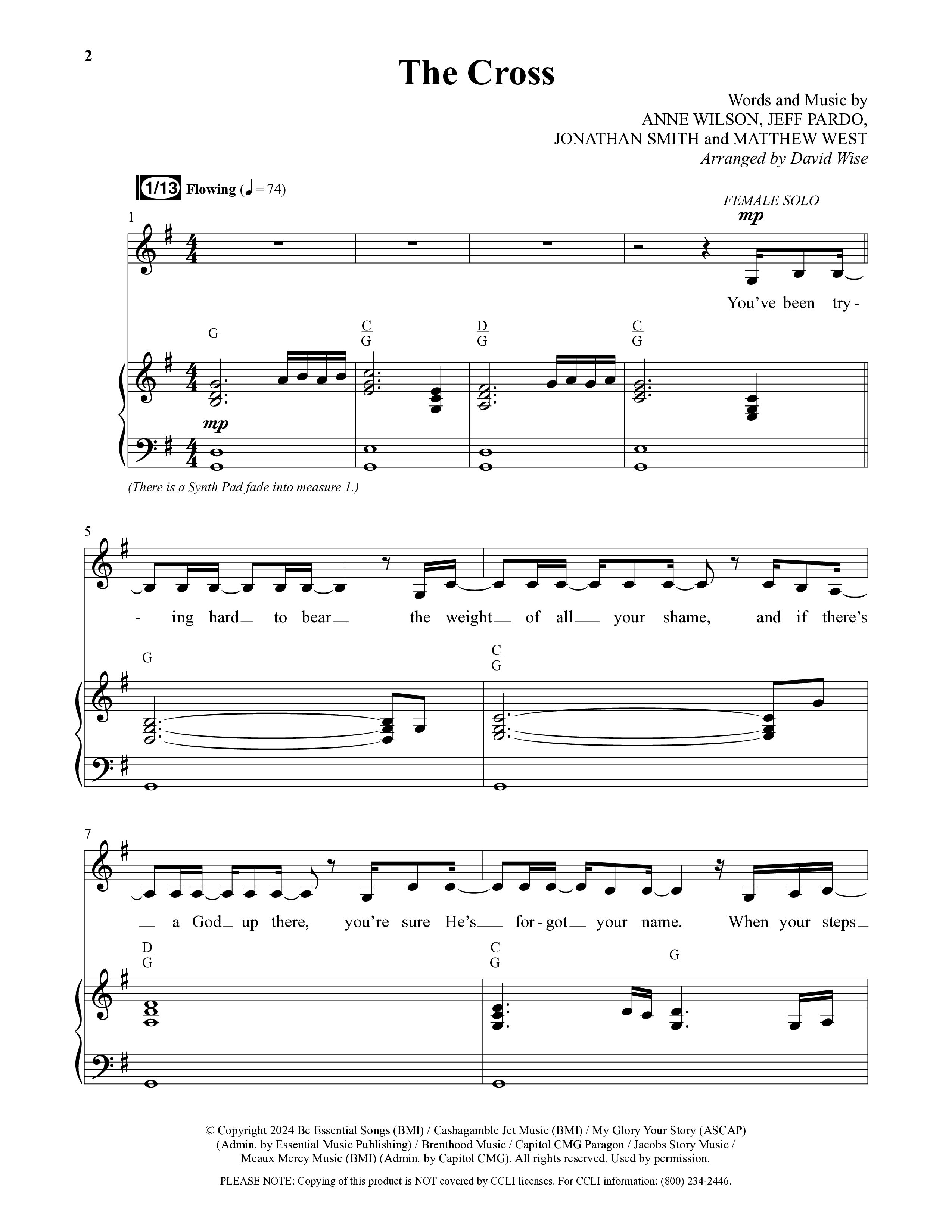 The Cross (Choral Anthem SATB) Anthem (SATB/Piano) (Daywind Worship / Arr. David Wise)