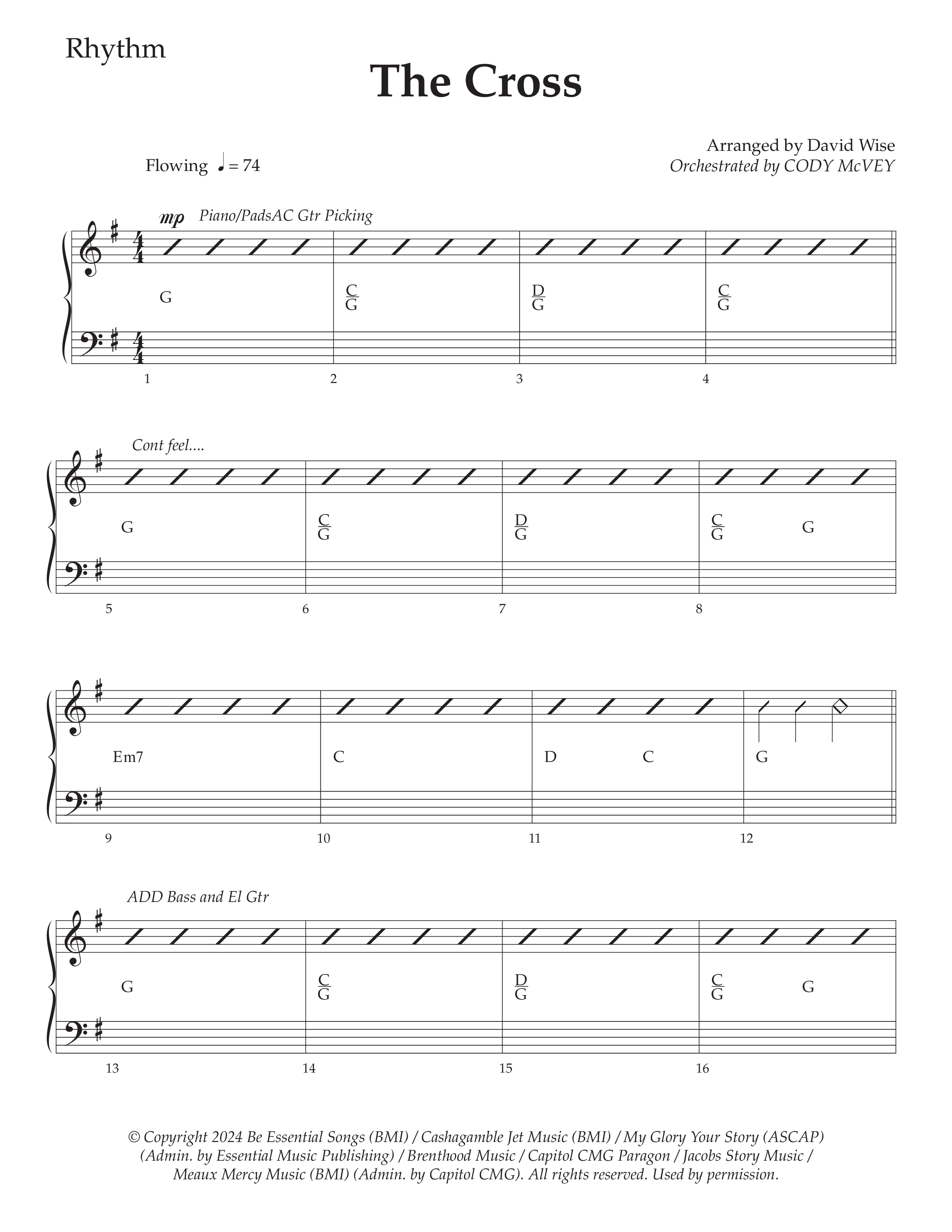 The Cross (Choral Anthem SATB) Rhythm Chart (Daywind Worship / Arr. David Wise)