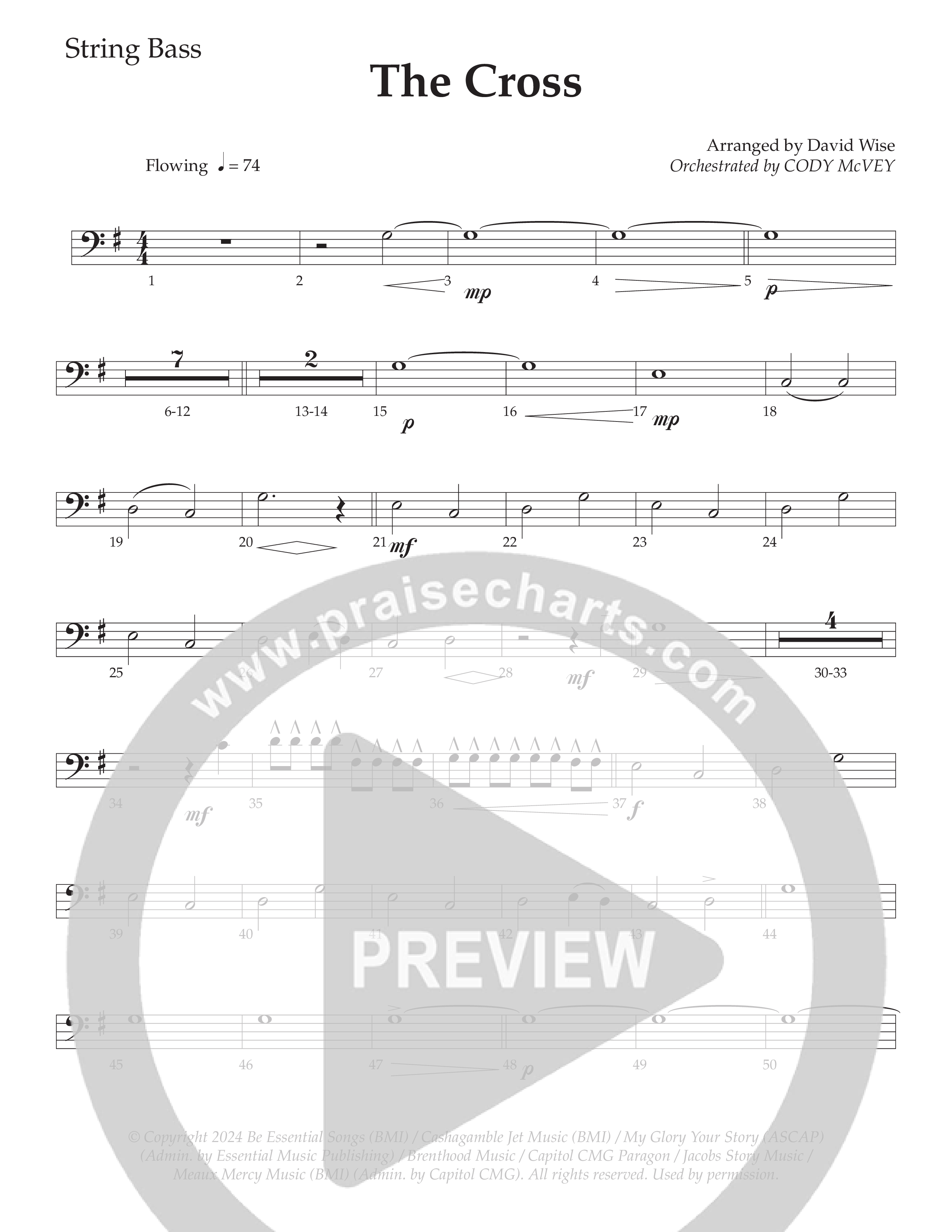 The Cross (Choral Anthem SATB) String Bass (Daywind Worship / Arr. David Wise)