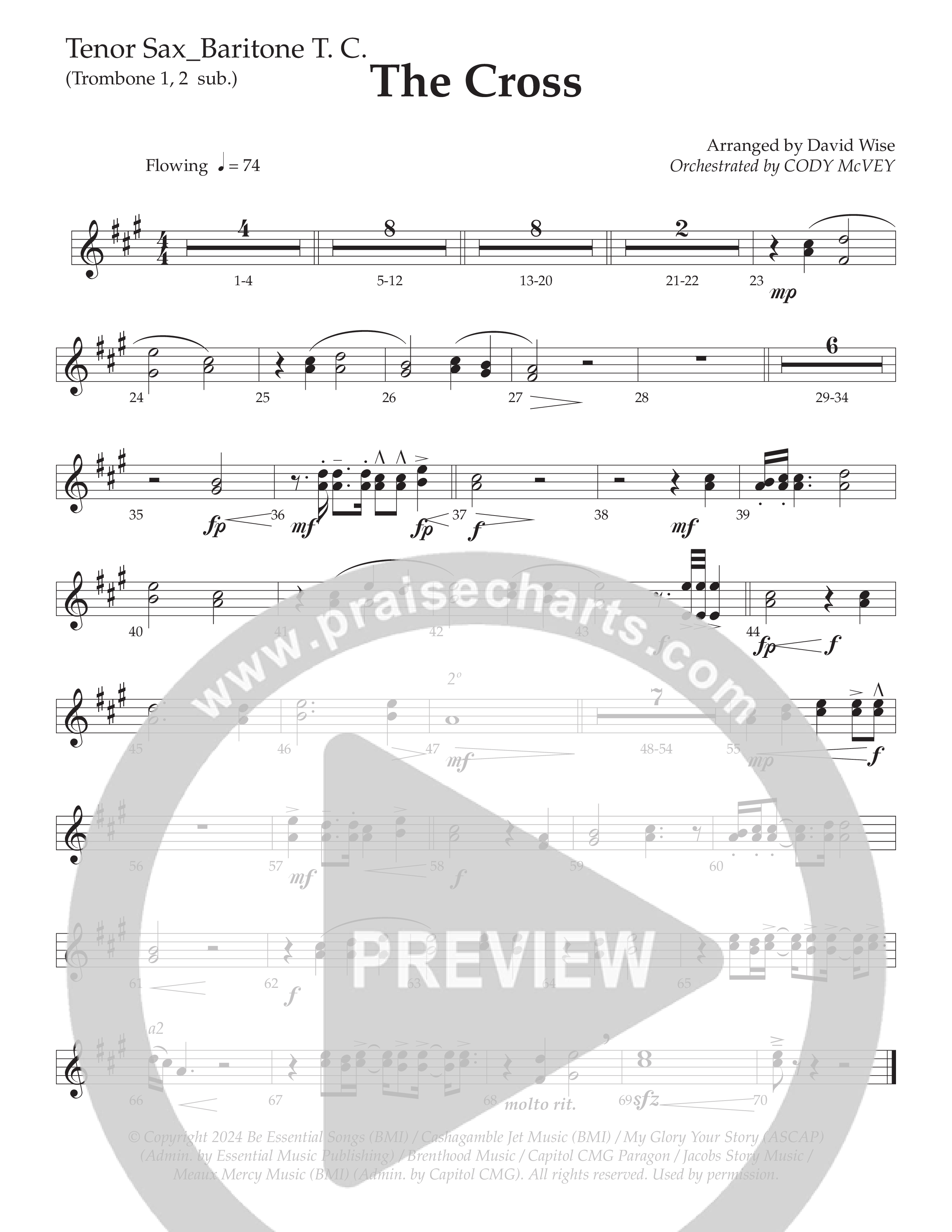The Cross (Choral Anthem SATB) Tenor Sax/Baritone T.C. (Daywind Worship / Arr. David Wise)