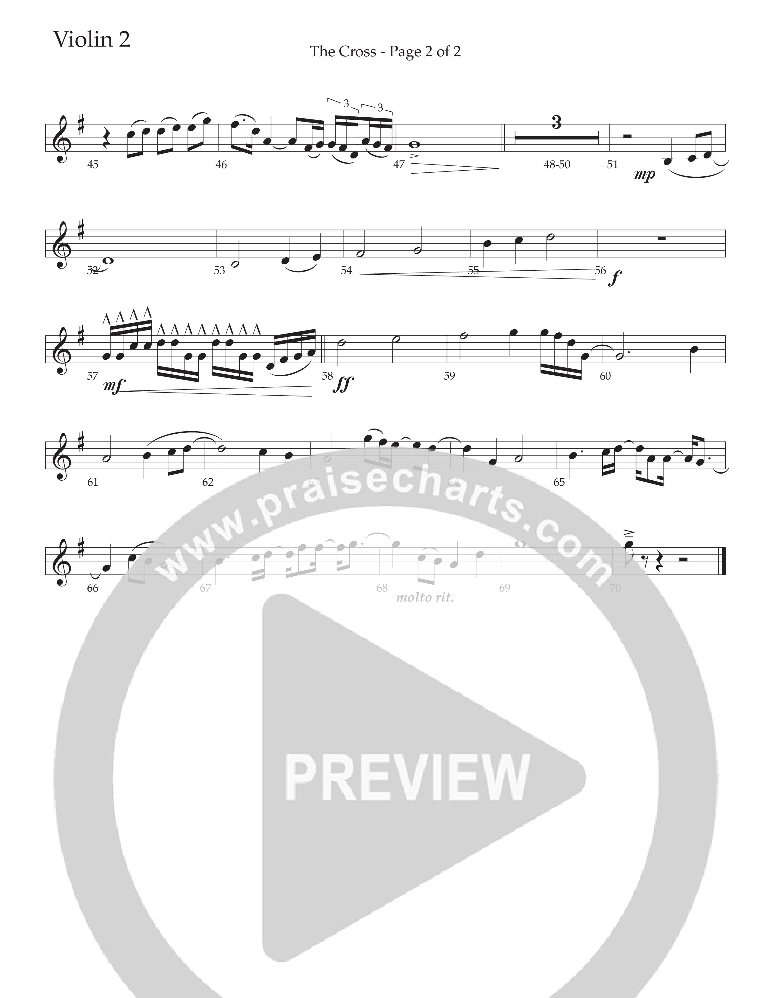 The Cross (Choral Anthem SATB) Violin 2 (Daywind Worship / Arr. David Wise)