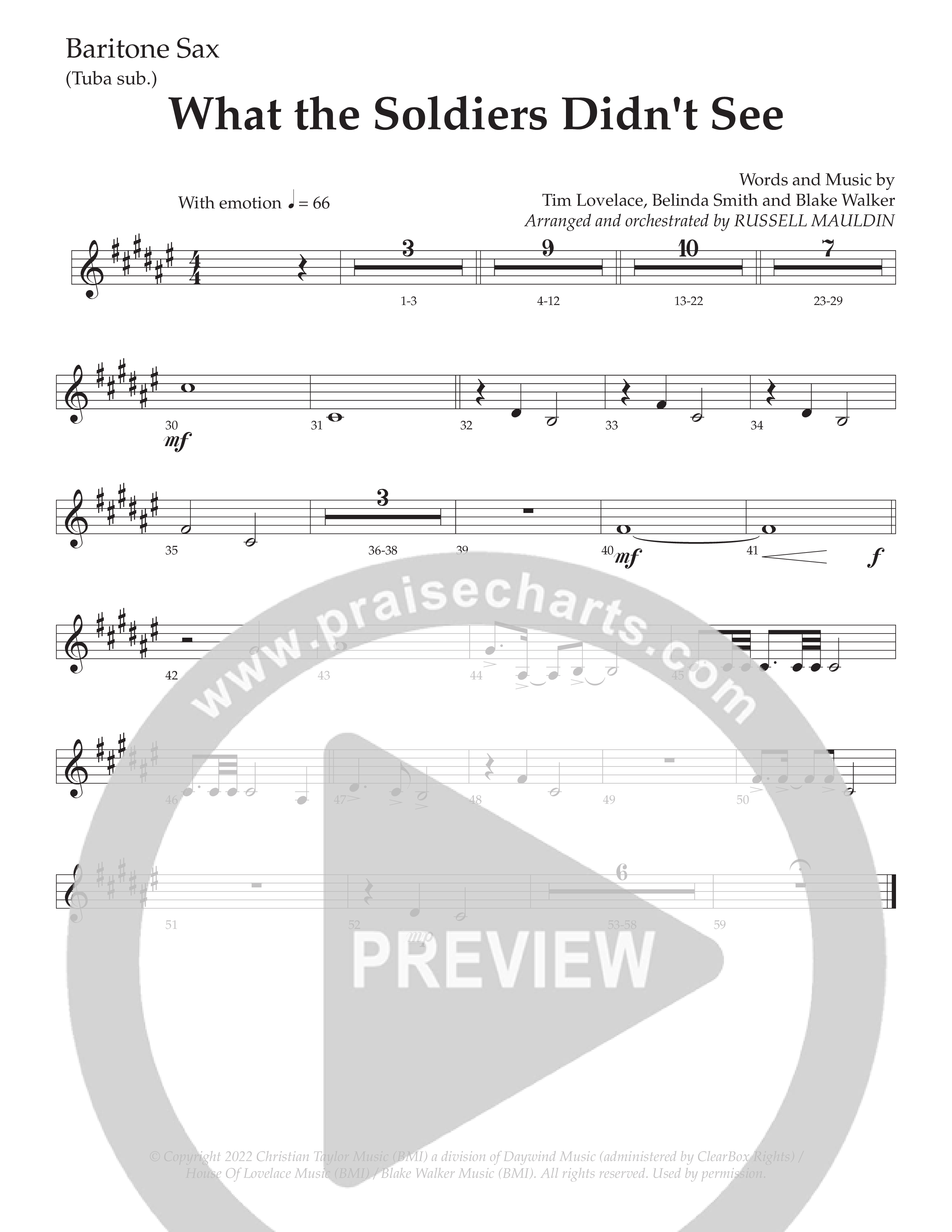What The Soldiers Didn't See (Choral Anthem SATB) Bari Sax (Daywind Worship / Arr. Russell Mauldin)