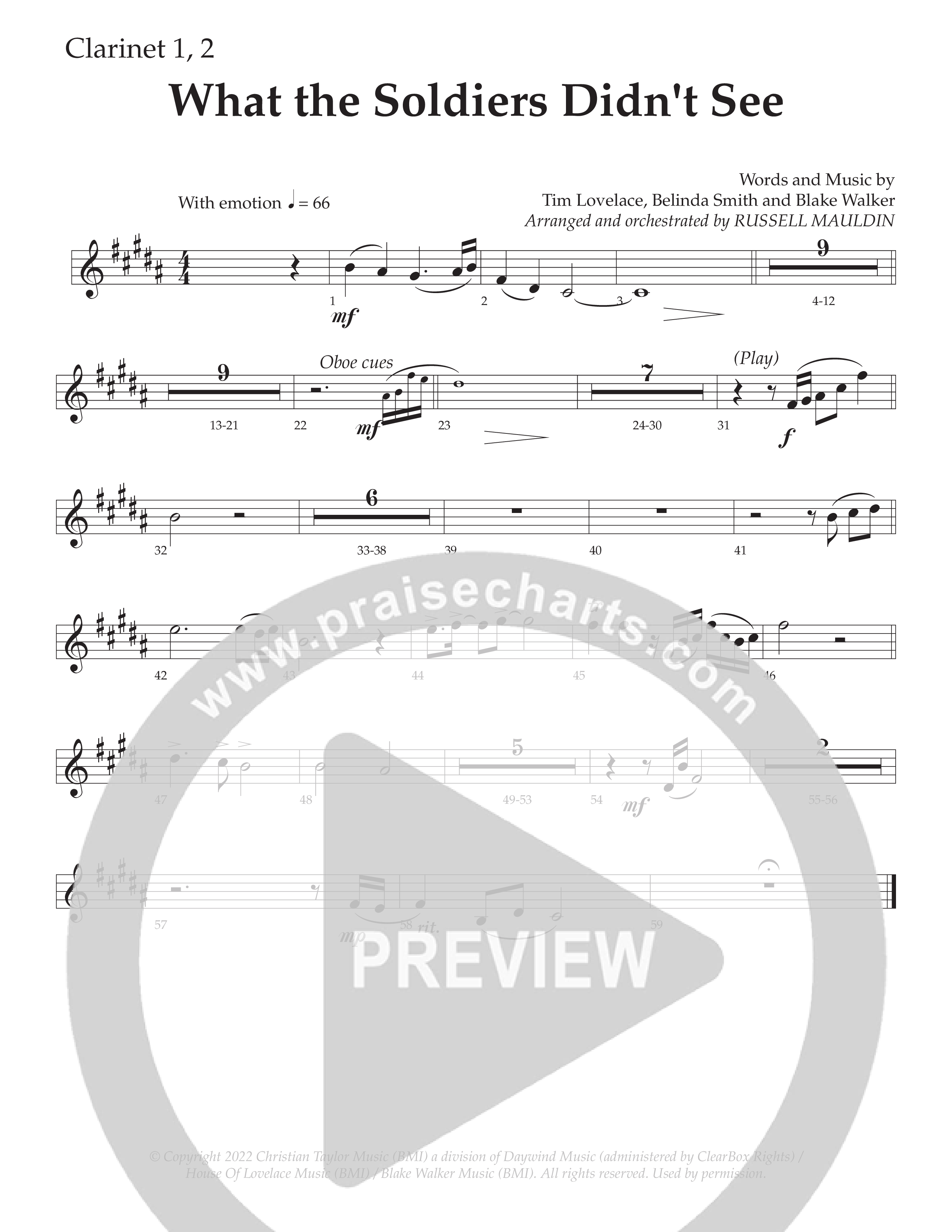 What The Soldiers Didn't See (Choral Anthem SATB) Clarinet 1/2 (Daywind Worship / Arr. Russell Mauldin)