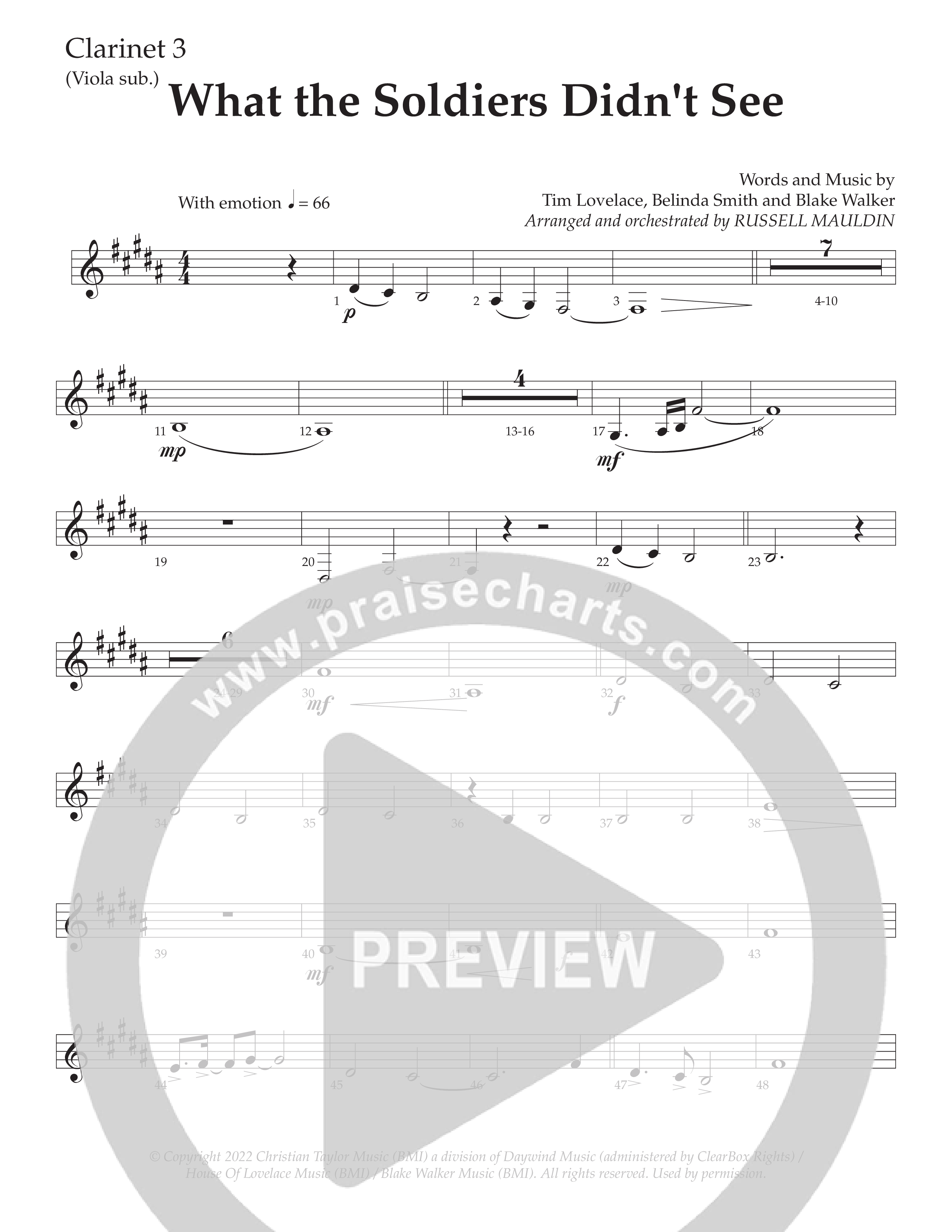 What The Soldiers Didn't See (Choral Anthem SATB) Clarinet 3 (Daywind Worship / Arr. Russell Mauldin)