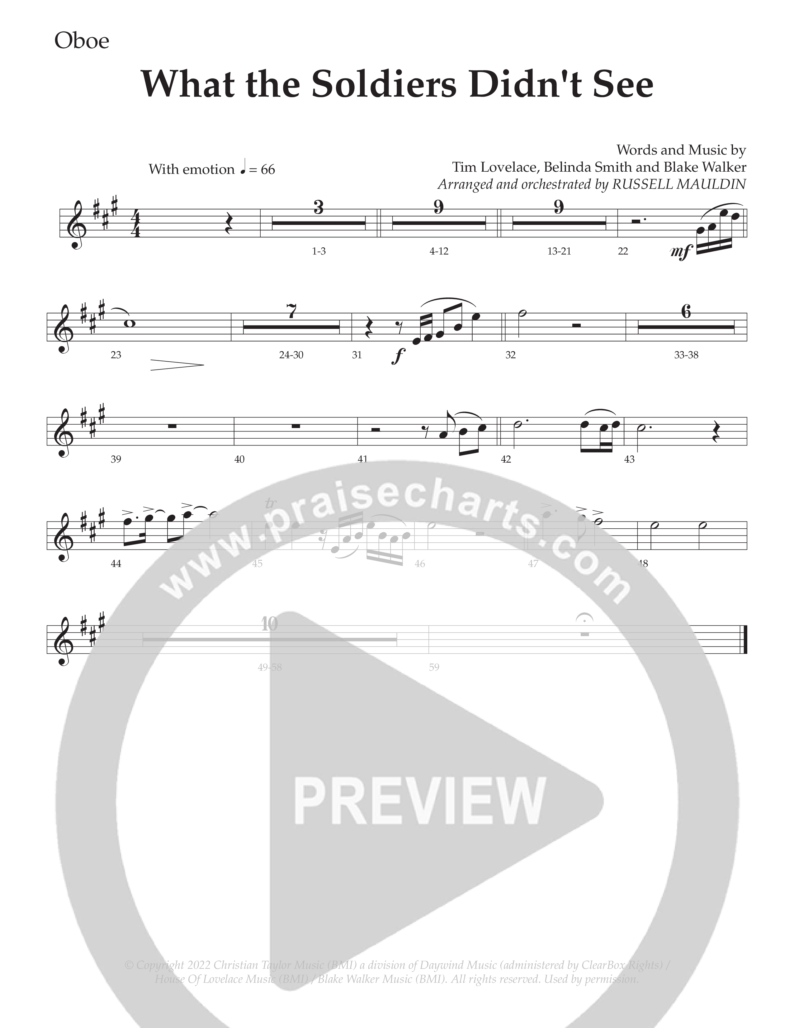 What The Soldiers Didn't See (Choral Anthem SATB) Oboe (Daywind Worship / Arr. Russell Mauldin)