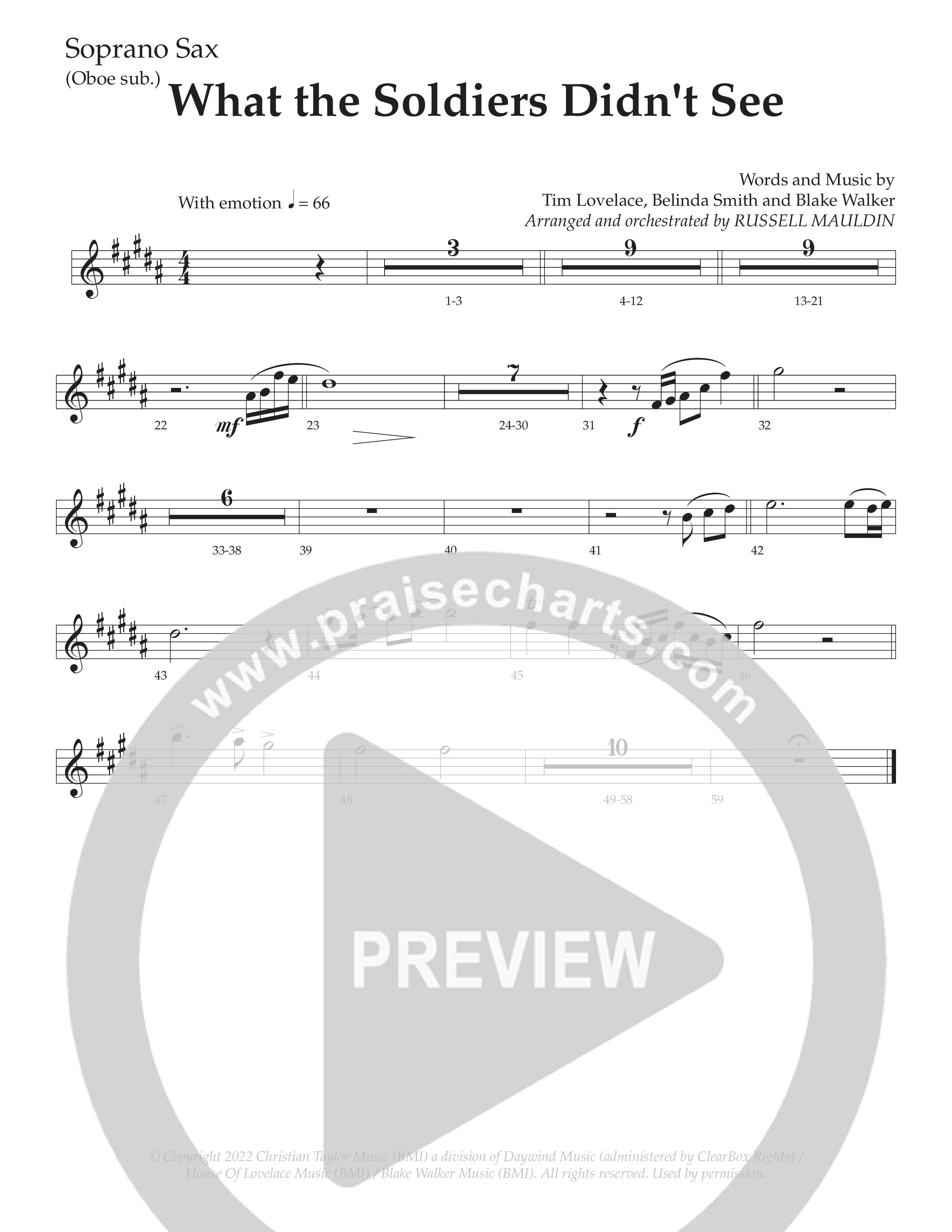 What The Soldiers Didn't See (Choral Anthem SATB) Soprano Sax (Daywind Worship / Arr. Russell Mauldin)